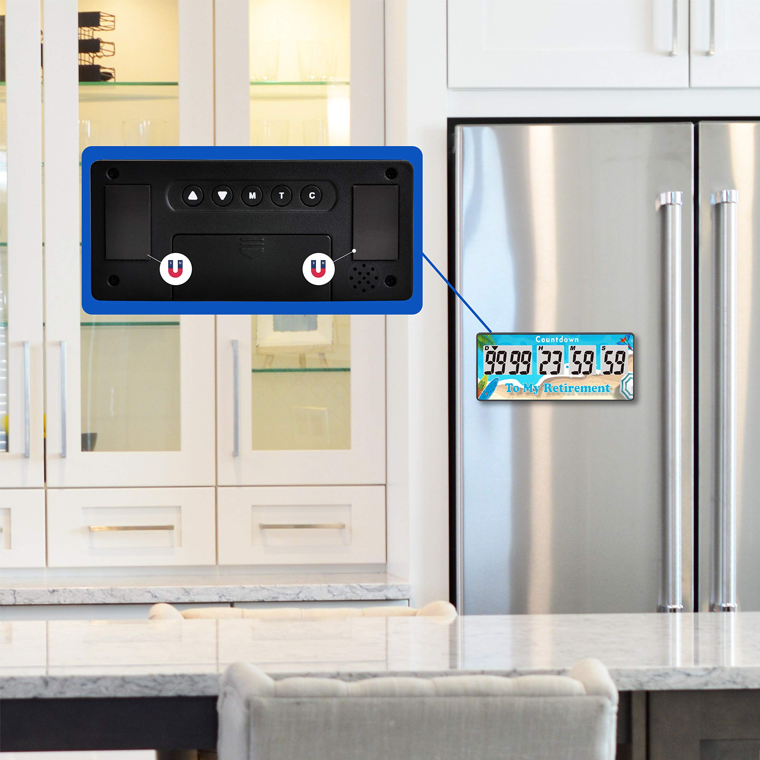 9999 Days Digital Countdown Timer with Backlight Display - 12/24H Alarm Clock for Wedding, Retirement, Anniversary, Graduation & Special Events - Perfect for Home, Office & Party Decor (Blue)