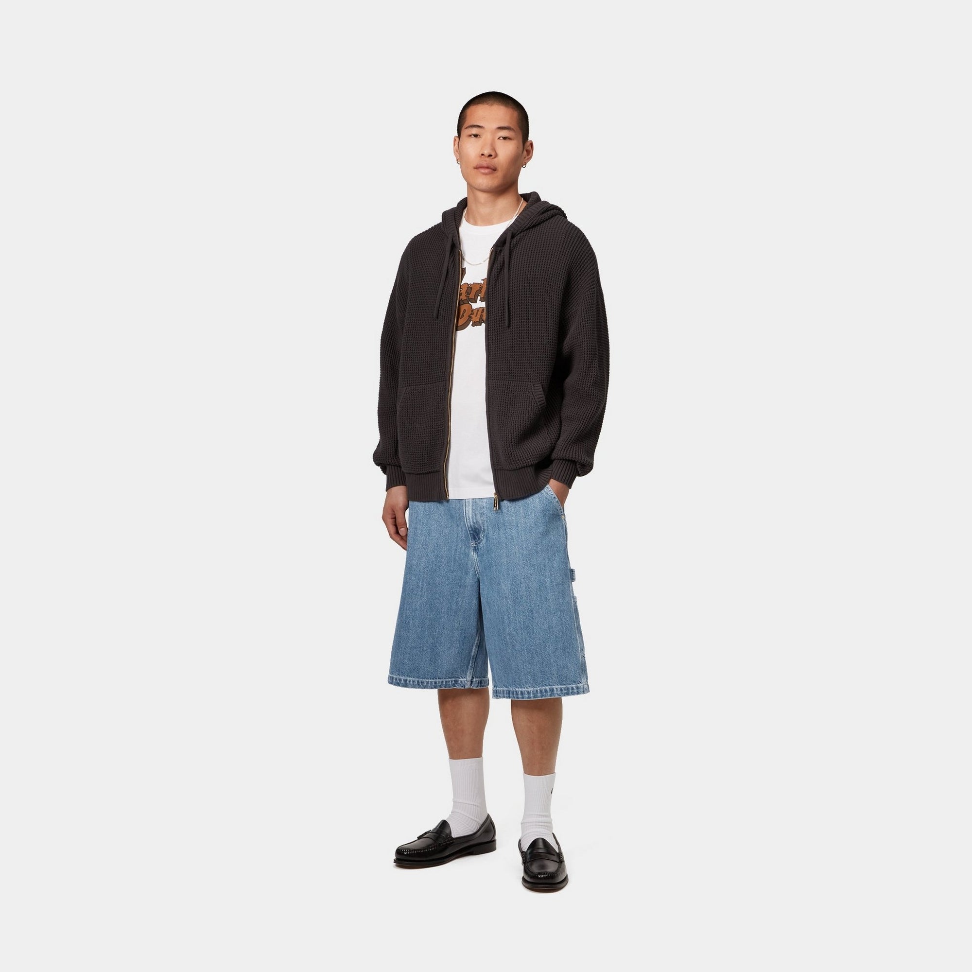 Nash Single Knee Long Short - Stone Washed Blue Denim Shorts for Men | Comfortable & Stylish Casual Wear for Summer, Outdoor Activities & Relaxation