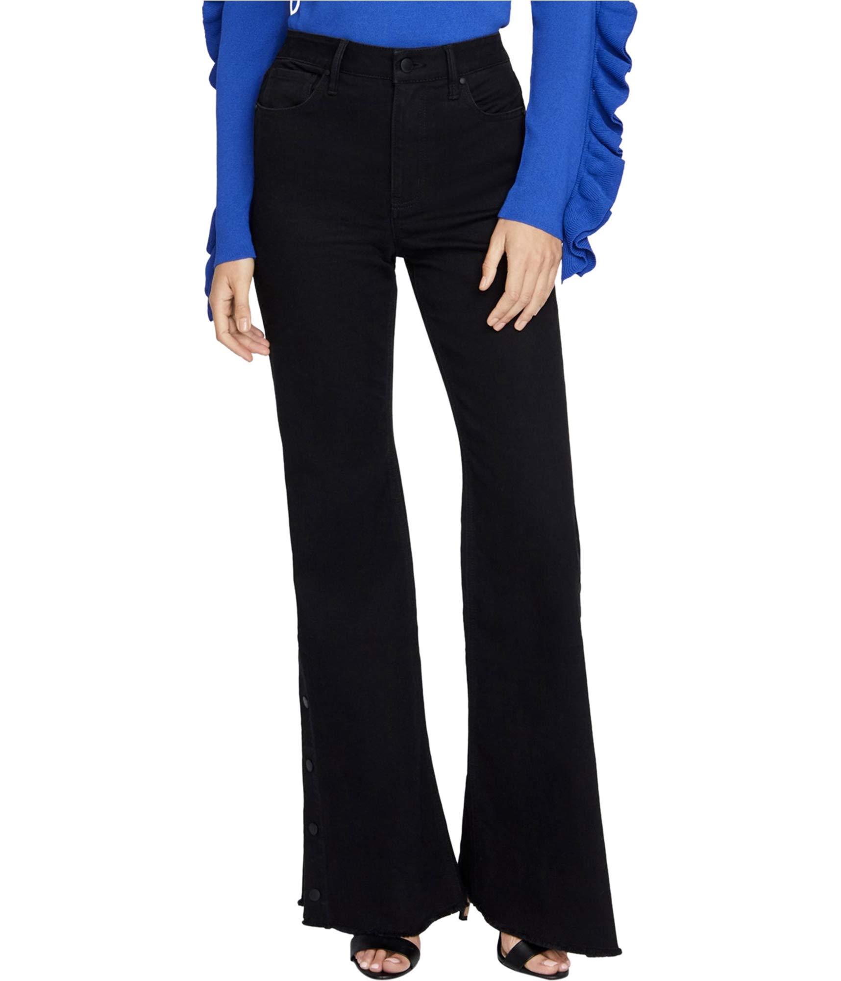 Rachel Roy Women's Black Snap Wide Leg Jeans Size 26 - Comfortable Stretch Denim Pants for Casual Wear & Everyday Outfits