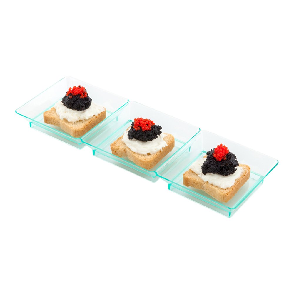 Restaurantware 7.5 x 2.5 Inch Disposable Plastic Sauce Trays - 100-Pack 3-Compartment Serving Plates for Condiments & Appetizers (Lids Sold Separately, Seagreen) | Perfect for Catering, Parties & Food Service