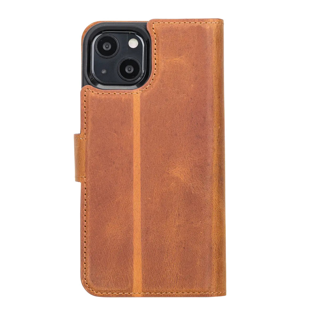 Premium Camel Brown Genuine Leather Wallet Case for iPhone 13 - Slim Protective Cover with Card Slots | Perfect for Everyday Use, Travel & Business (iPhone 13/6.1