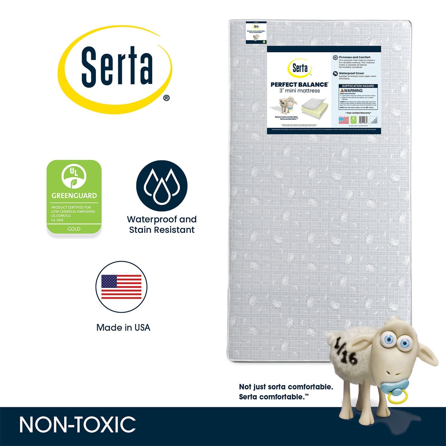 Perfect Balance 3 Inch Mini Crib Mattress - Breathable & Hypoallergenic Baby Mattress for Newborns & Toddlers - Ideal for Nursery, Daycare & Travel