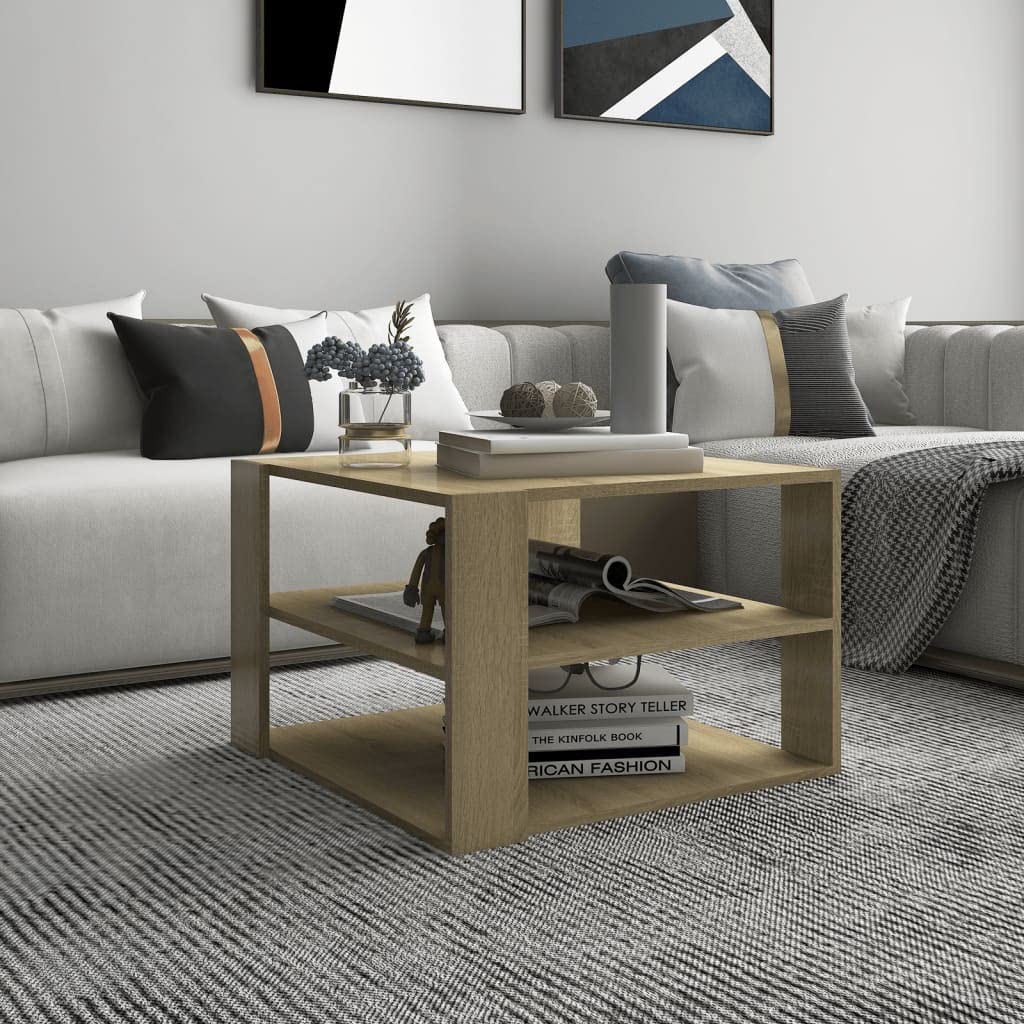 Modern 3-Tier Coffee Table with Open Shelves, 24