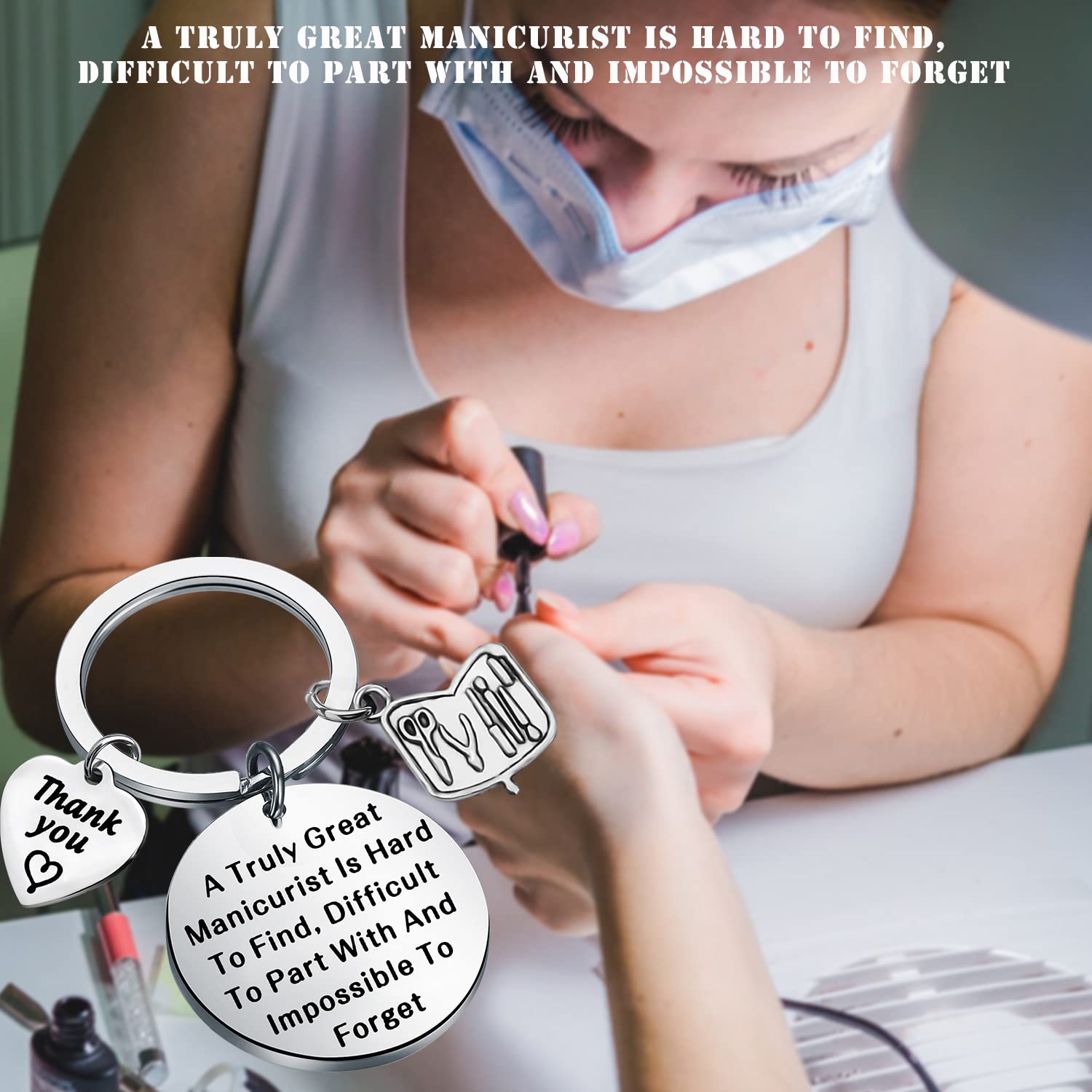 PLITI Nail Technician Keychain - Perfect Manicurist Graduation Gift for Nail Artists & Salon Owners - Ideal for Beauty School Graduates, Nail Bosses & Cosmetology Professionals