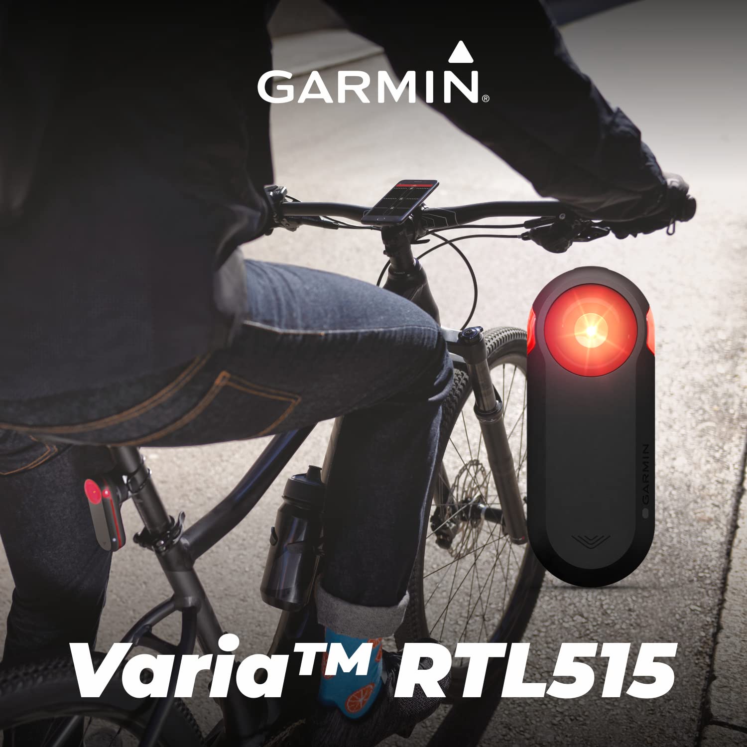 Garmin Varia RTL515 Bike Rearview Radar with Visual & Audible Alerts - Wireless Cycling Safety Light, Anti-Collision Warning System for Road Bikes - Perfect for Night Riding and Group Cycling Safety