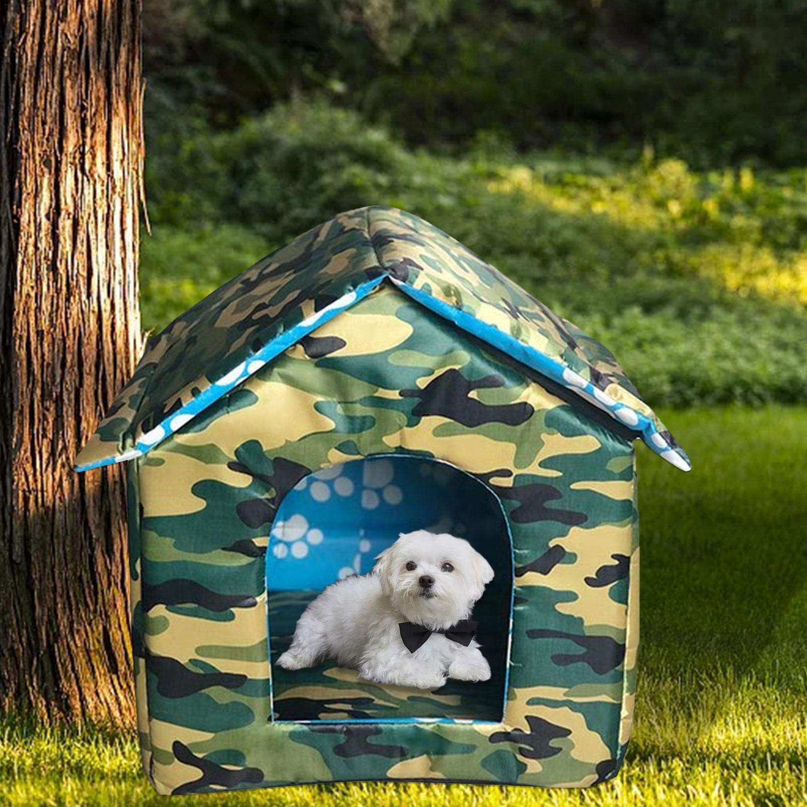 Outdoor Waterproof Cat Shelter with Removable Soft Mat - Insulated Collapsible Cat Bed for Indoor/Outdoor Cats & Small Dogs - Easy Assembly Igloo Pet House for Winter Protection & Backyard Comfort