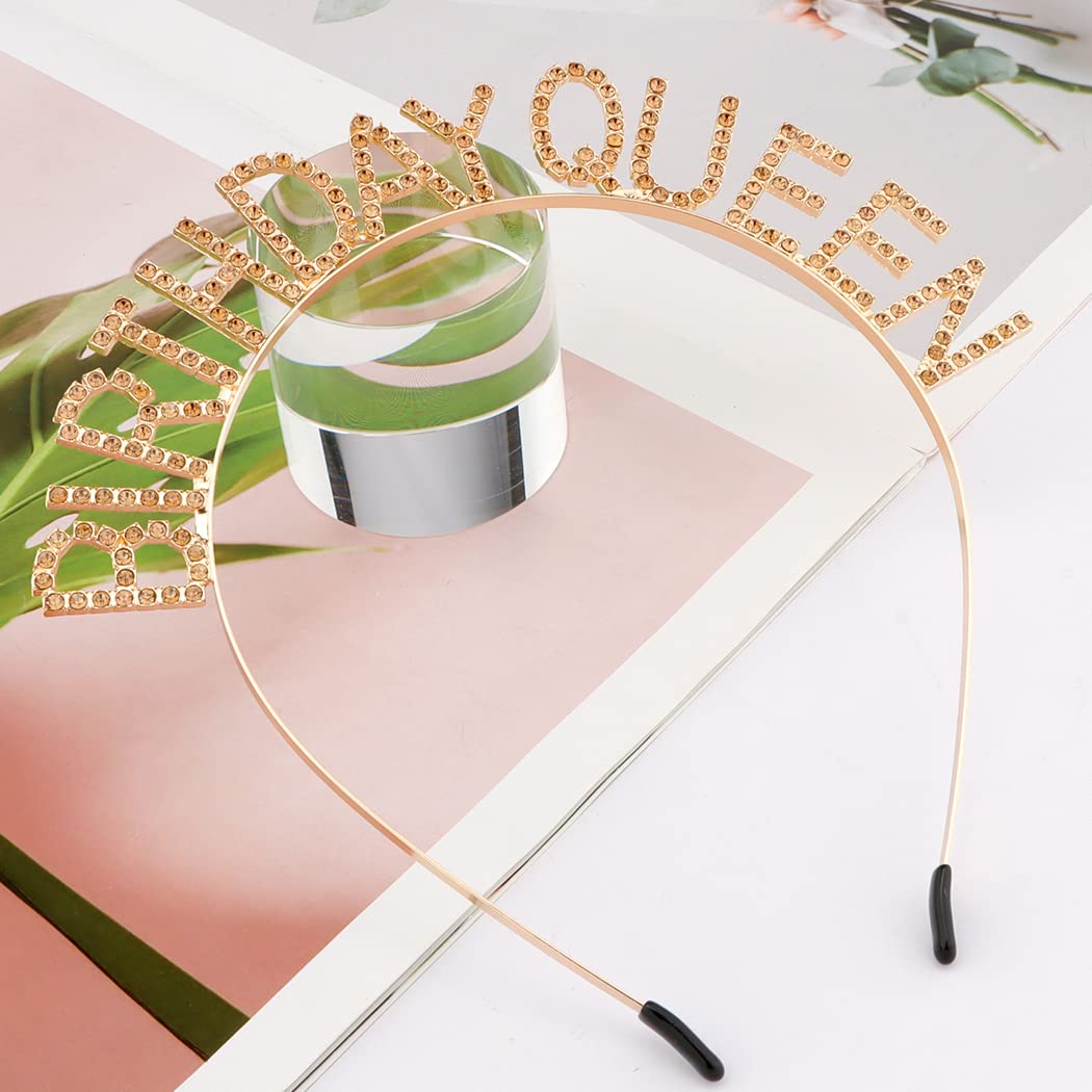 Gold & Light Yellow Rhinestone Birthday Crown for Women & Girls - Queen Tiara Headband with Sparkling Crystals - Perfect for Birthday Parties, Princess Themed Events & Special Occasions