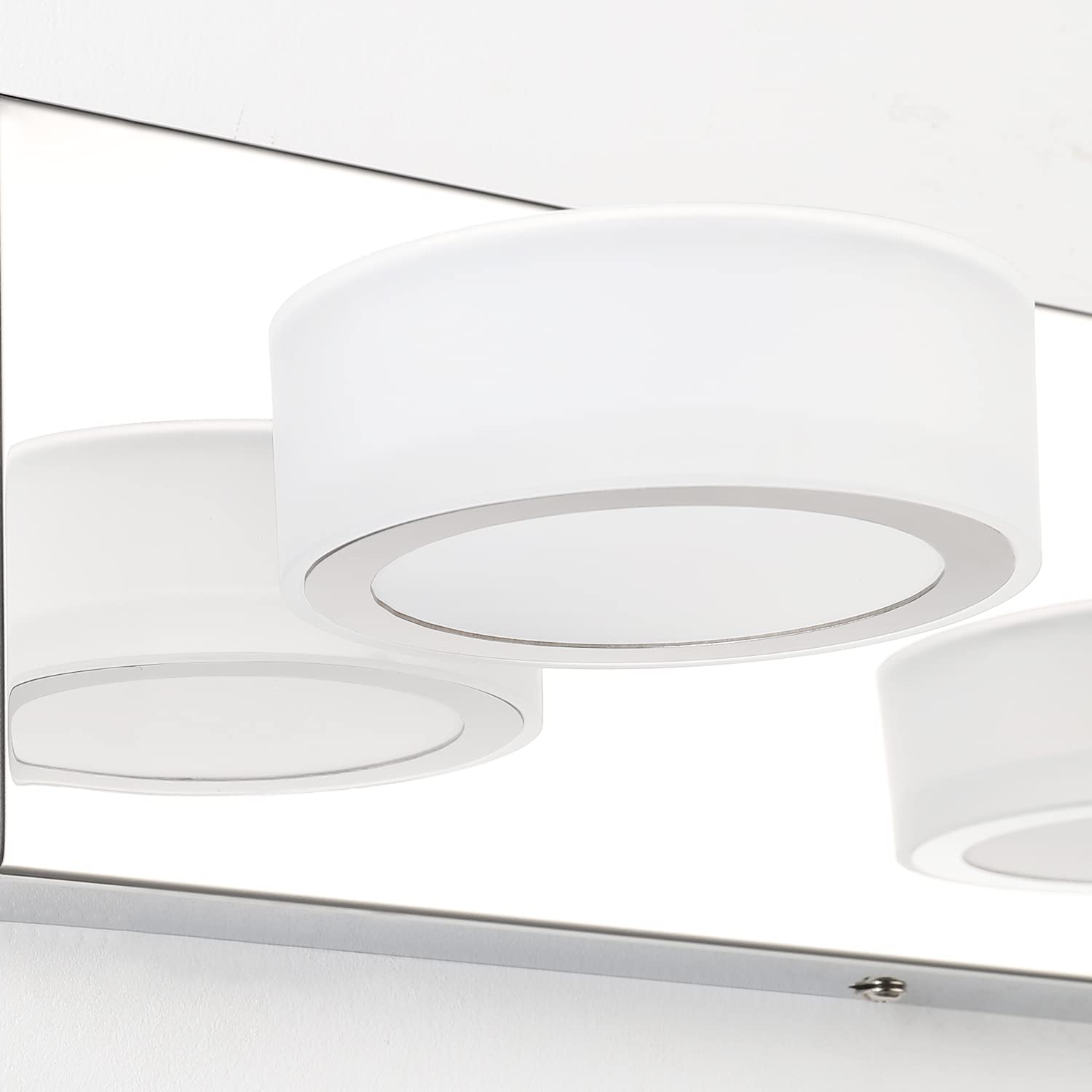 SOLFART Modern Bathroom Vanity Light - 44.9 Inch Gloss Chrome Stainless Steel LED Mirror Light with Rotating Round Acrylic Bars (6 Lights) - Perfect for Bathroom Makeup, Shaving & Decor Lighting