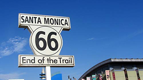 Vintage Route 66 Travel Poster - 20x30 Inch Laminated Wall Art Decor Featuring Santa Monica Pier, USA - Vibrant Colors & High-Quality Print - Perfect for Living Room, Bedroom, Office or Man Cave Decor