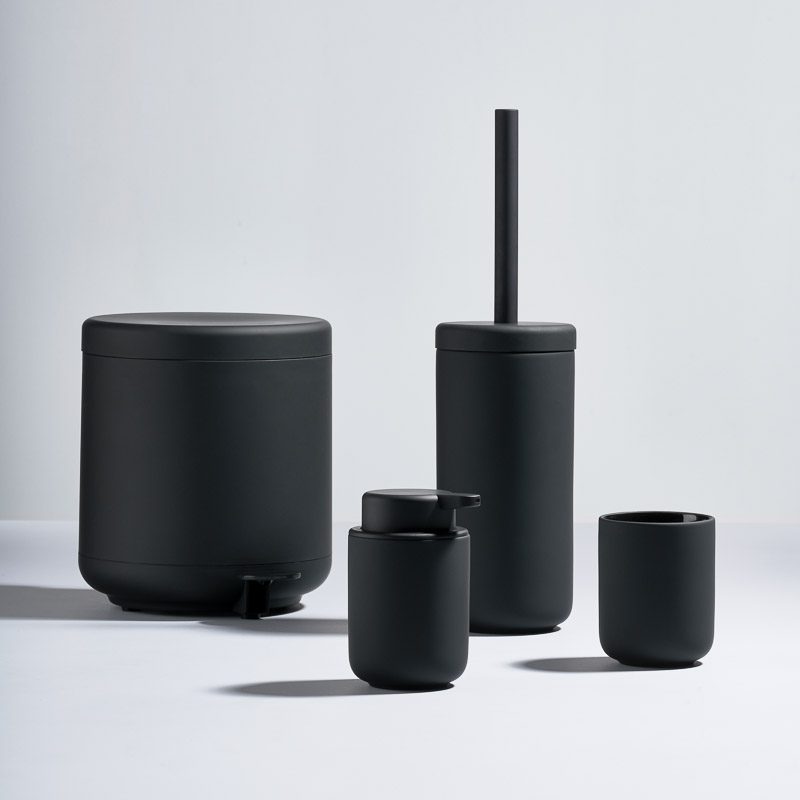 ZONE DENMARK Ume Soft Touch 4L Pedal Trash Can - Black | Modern Kitchen & Bathroom Waste Bin with Foot Pedal for Hands-Free Operation
