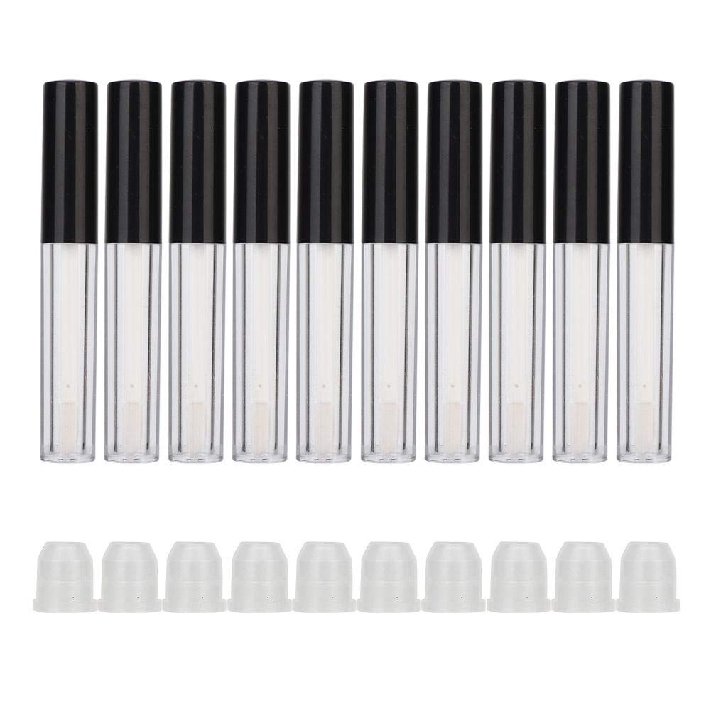 Qiterr 10Pcs Transparent Empty Lip Gloss Tubes with Black Cap - 1.5Ml DIY Lip Oil Bottle Containers for Cosmetic Makeup & Lip Care - Perfect for DIY Lip Gloss, Lip Balm, and Essential Oil Blending at Home or Salon