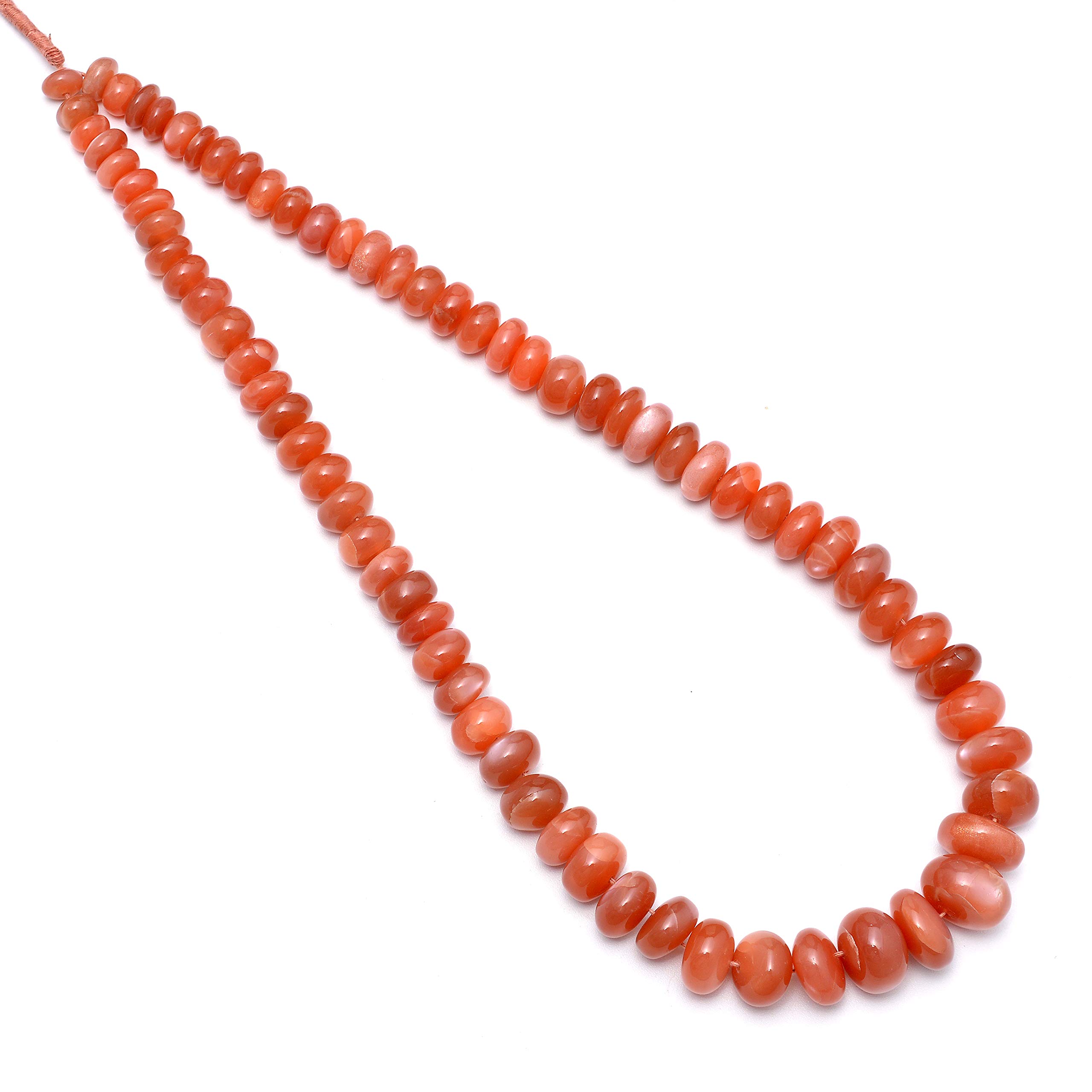 Premium Moonstone Roundel Beads - Chocolate, Peach & White Moonstone Polished Gemstone Beads for Jewelry Making | DIY Necklace, Bracelet & Craft Projects