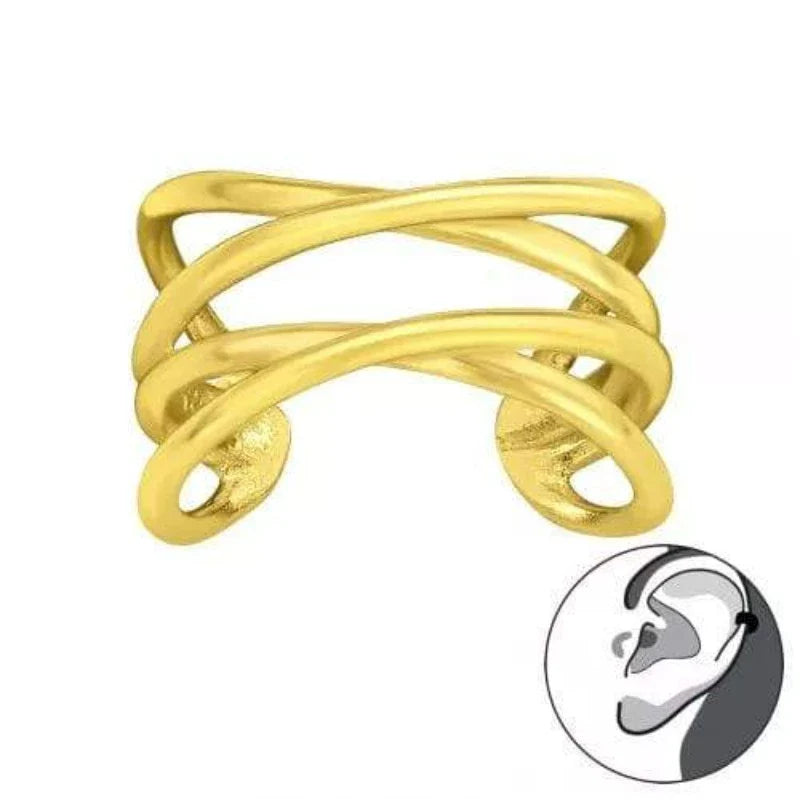 Gold Plain Ear Cuff Earrings for Women - Minimalist Cartilage Hoop Earrings - Non-Piercing Clip On Ear Jewelry for Everyday Wear & Special Occasions