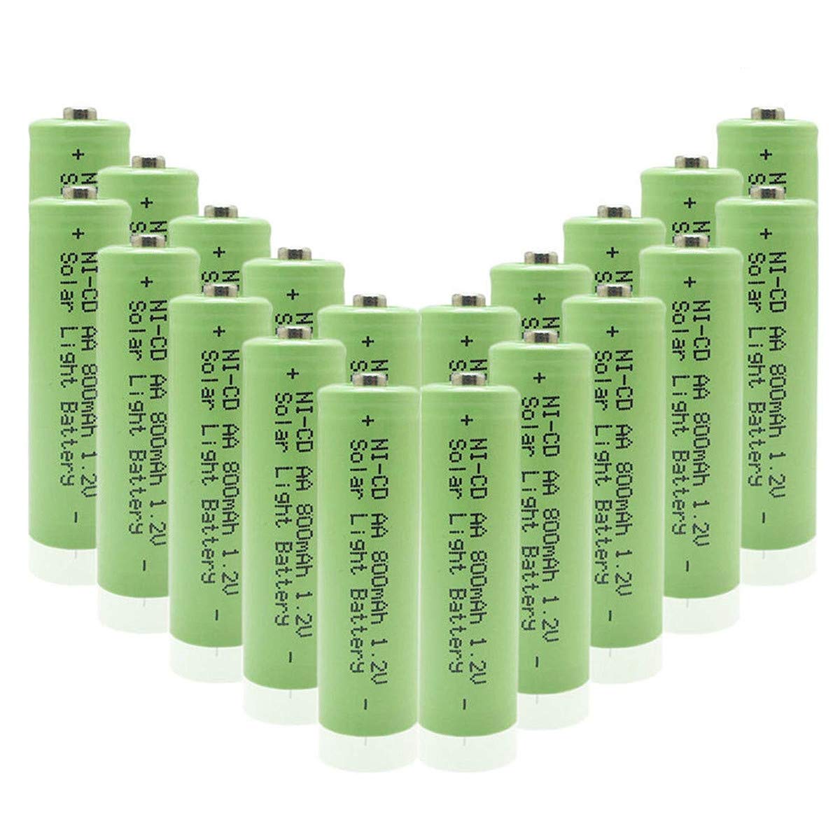 XUNTU QBLPOWER 1.2V 800mAh NiCd Rechargeable AA Batteries - 20 Pack for Solar Garden Lights, Remote Controls, Computer Mice & Wireless Devices | Ideal for Outdoor Lighting & Home Electronics