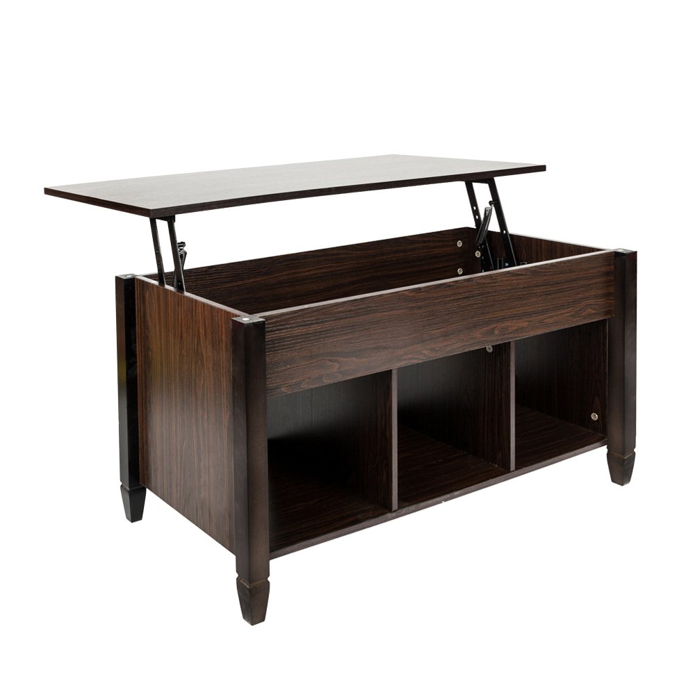 Modern Lift Top Coffee Table with Hidden Storage Compartment & Shelf - Convertible Lift Tabletop for Living Room, Home Office & Small Spaces (Brown) - Perfect for Entertaining, Remote Work & Space Saving Solutions