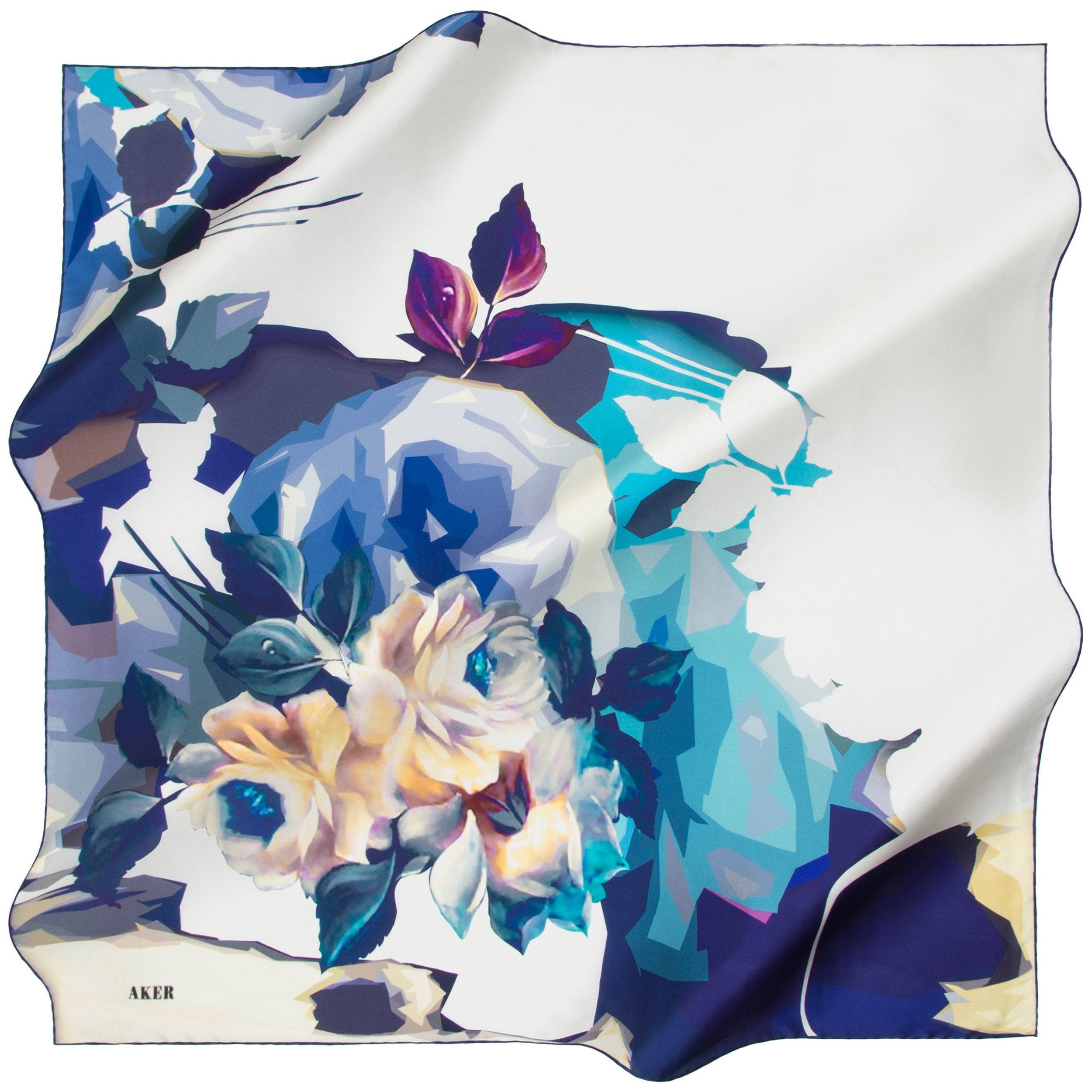 Aker Blue Rose Silk Hair Wrap - Soft & Luxurious Satin Bonnet for Sleeping, Travel & Hair Protection - Perfect for Curly, Natural & Damaged Hair Care