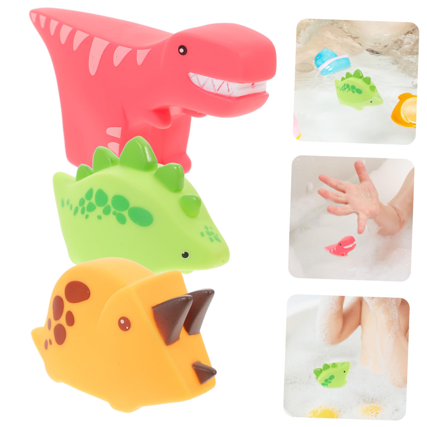 Vaguelly 3-Piece Adorable Plastic Dinosaur Toy Set - Portable Bath & Play Toys for Kids - Perfect for Bathtime Fun, Sensory Play & Dinosaur-Themed Parties