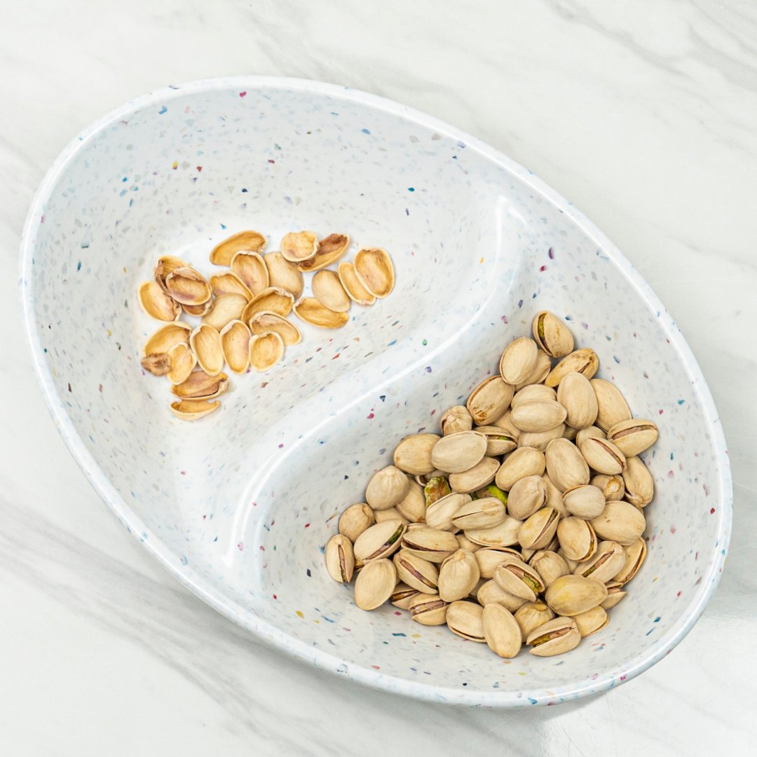 2PC White Confetti Divided Serving Dish - Perfect for Parties, Weddings & Dessert Displays