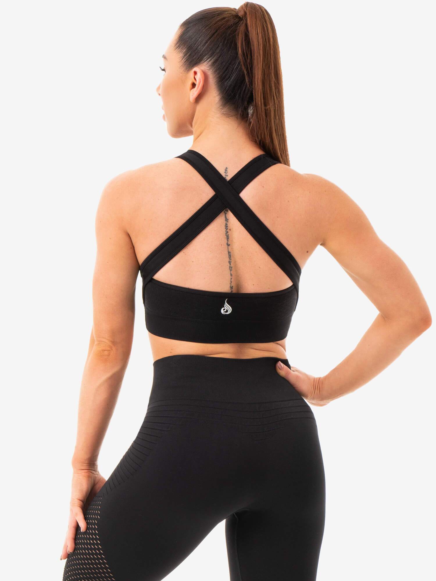 Geo Seamless Sports Bra for Women - High Support Workout Bra, Breathable & Comfortable for Running, Yoga, Gym & Activewear - Black