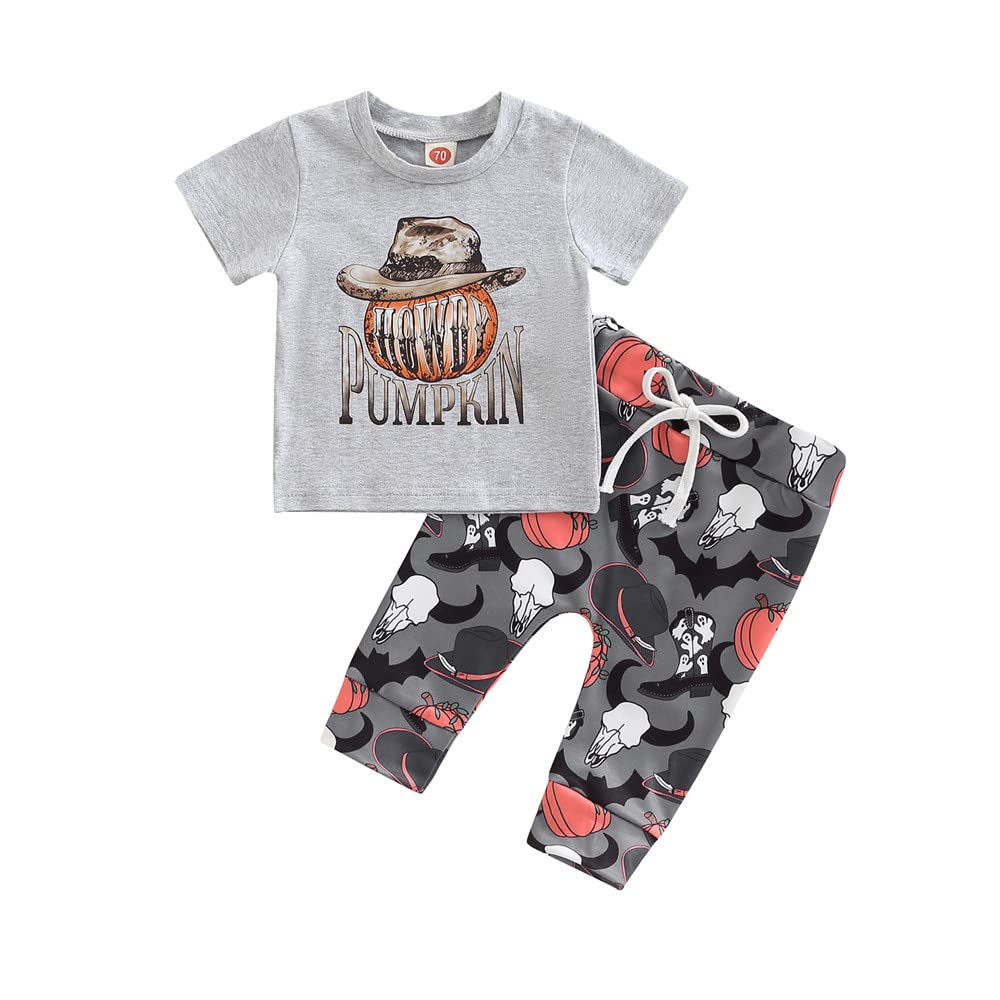 Adorable Halloween Outfit for Newborn Baby Boys & Girls - Pumpkin Bat Cow Print Short Sleeve T-Shirt & Pants Set (2-Piece) | Perfect for Halloween Parties, Photo Shoots & Seasonal Celebrations