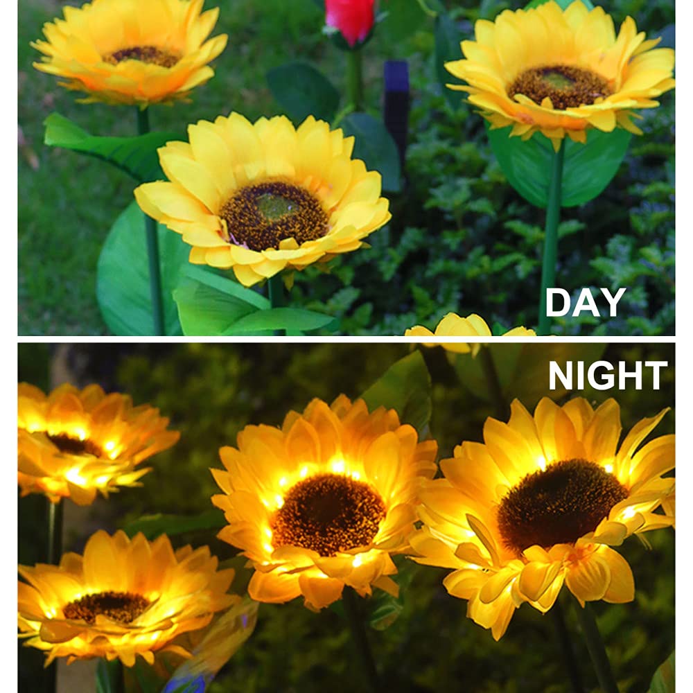 Sunflower Solar Garden Stake Lights - Waterproof Outdoor Solar Powered Decorative Lights for Garden, Patio, Backyard (2 Pack) | Perfect for Pathway Lighting, Landscape Accents & Evening Ambiance