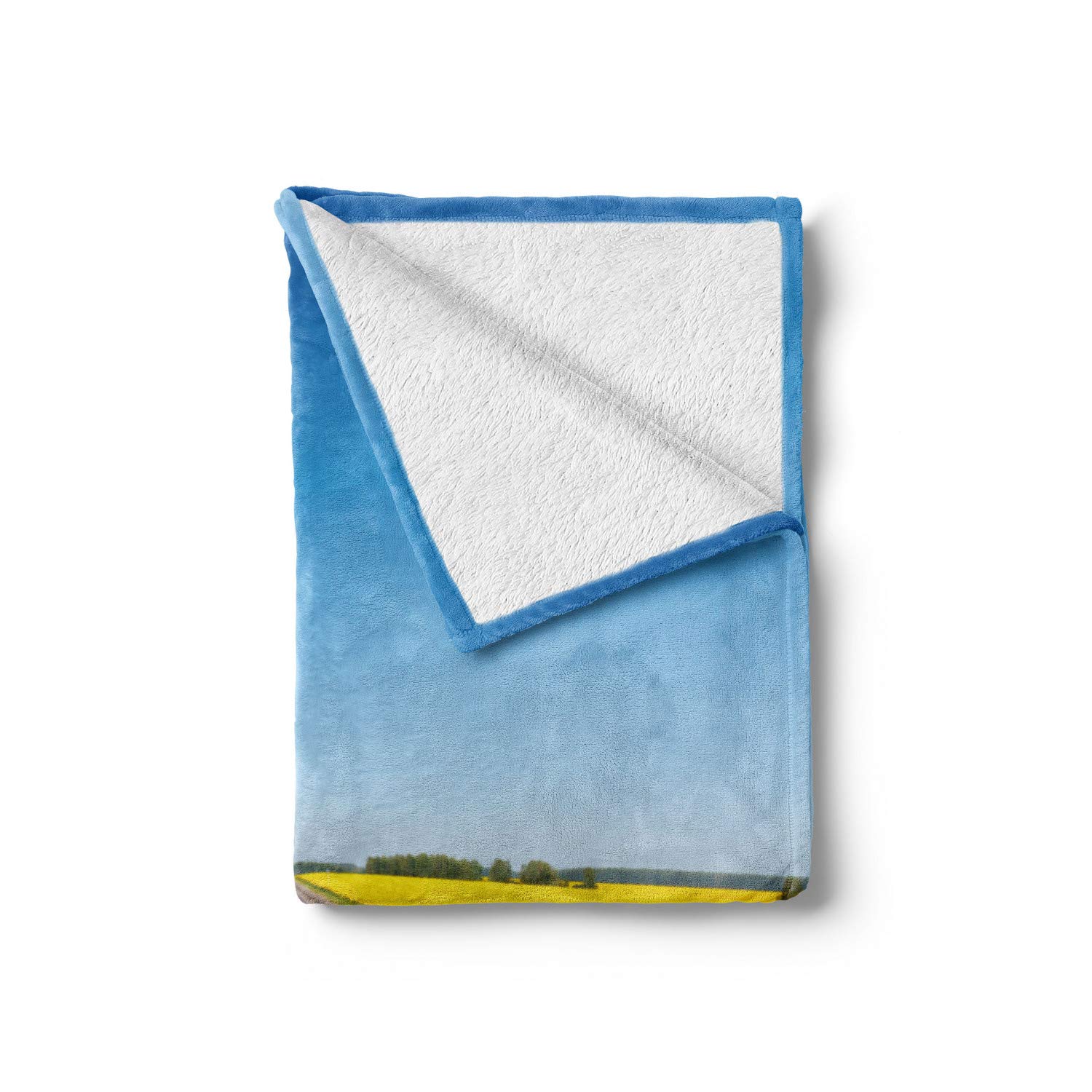 Ambesonne Yellow and Blue Flannel Fleece Throw Blanket - 50