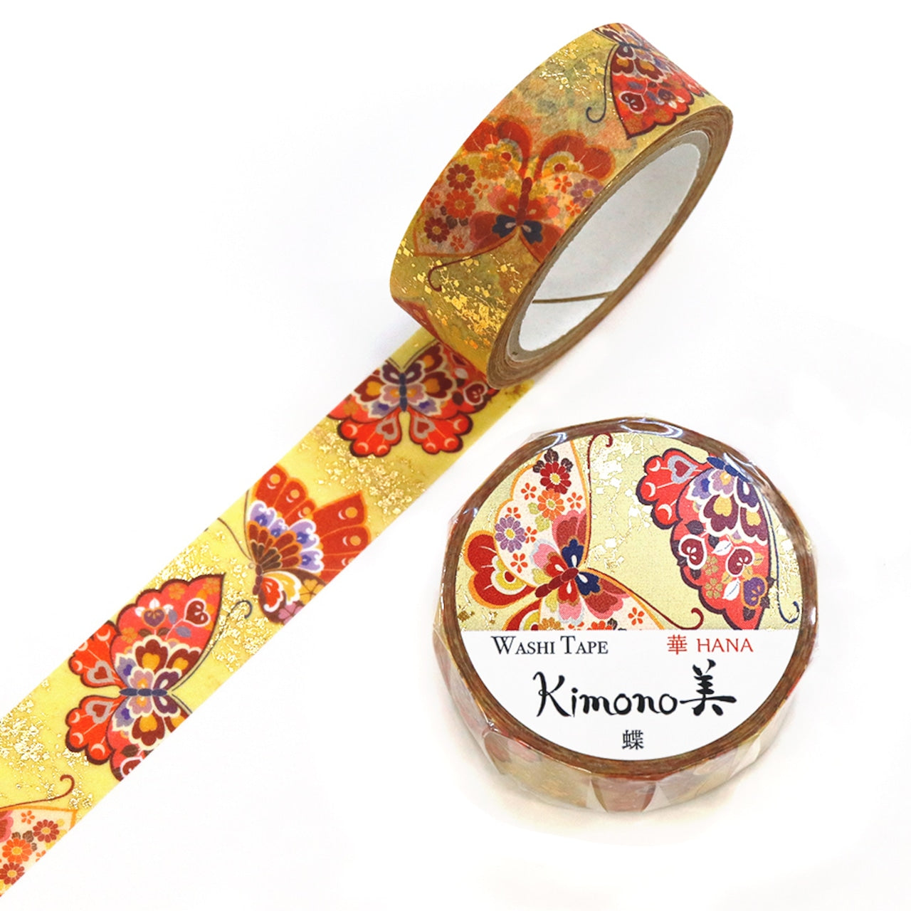 Kamiiso Washi Tape - Kimono III Butterfly Design for Scrapbooking, Journaling & DIY Crafts | Japanese Decorative Paper Tape for Gift Wrapping, Bullet Journals & Home Decor