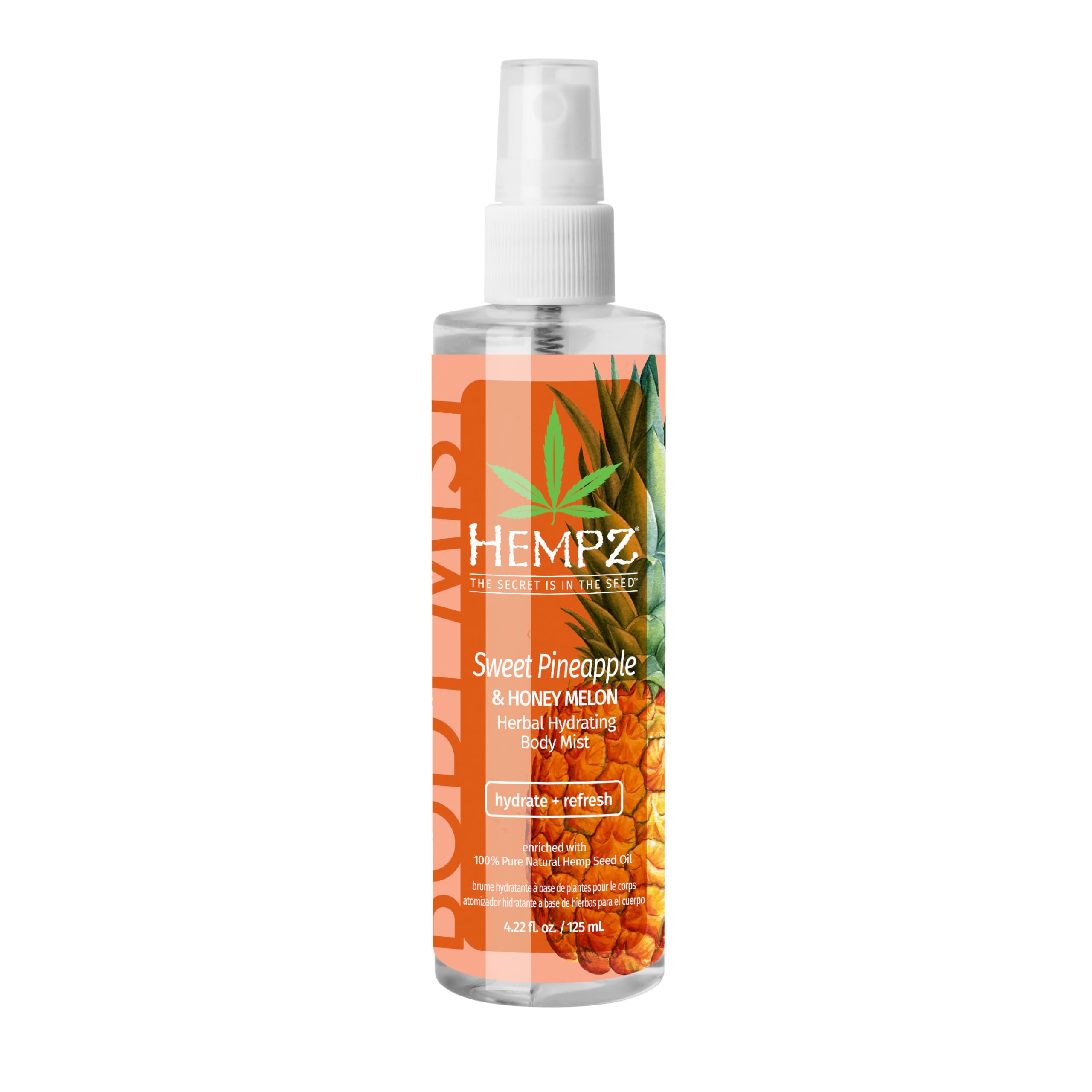 Hempz Sweet Pineapple & Honey Melon Body Mist Moisturizing Oil Spray - 100% Pure Hemp Seed Oil for Face & Body Hydration, 4.22 Fl Oz | Refreshing Scent for Summer, Travel & Daily Skincare Routine