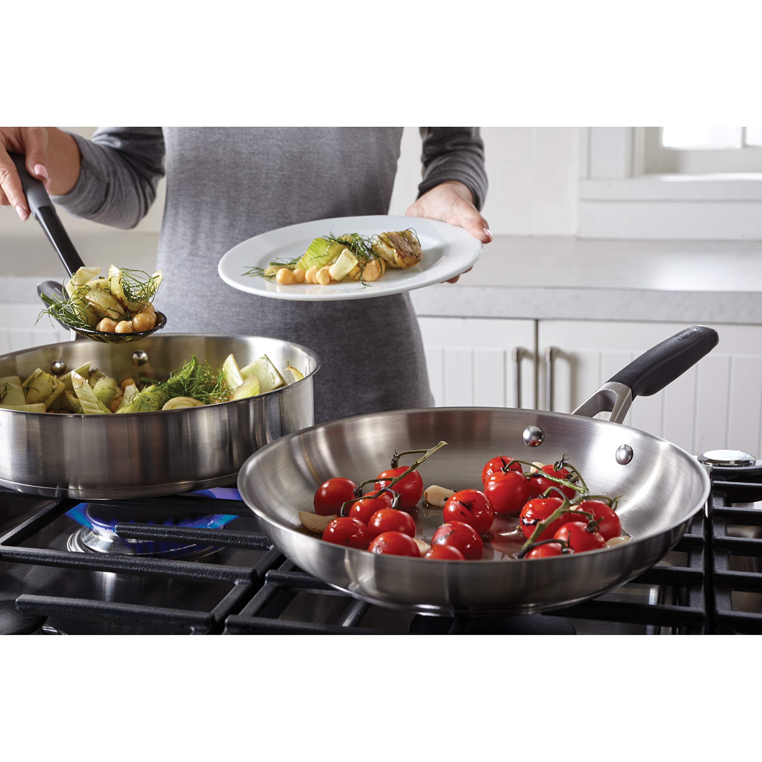 Premium Calphalon Stainless Steel 14-Piece Cookware Set - Professional Grade Pots & Pans for Home Chefs - Perfect for Boiling, Searing, and Everyday Cooking