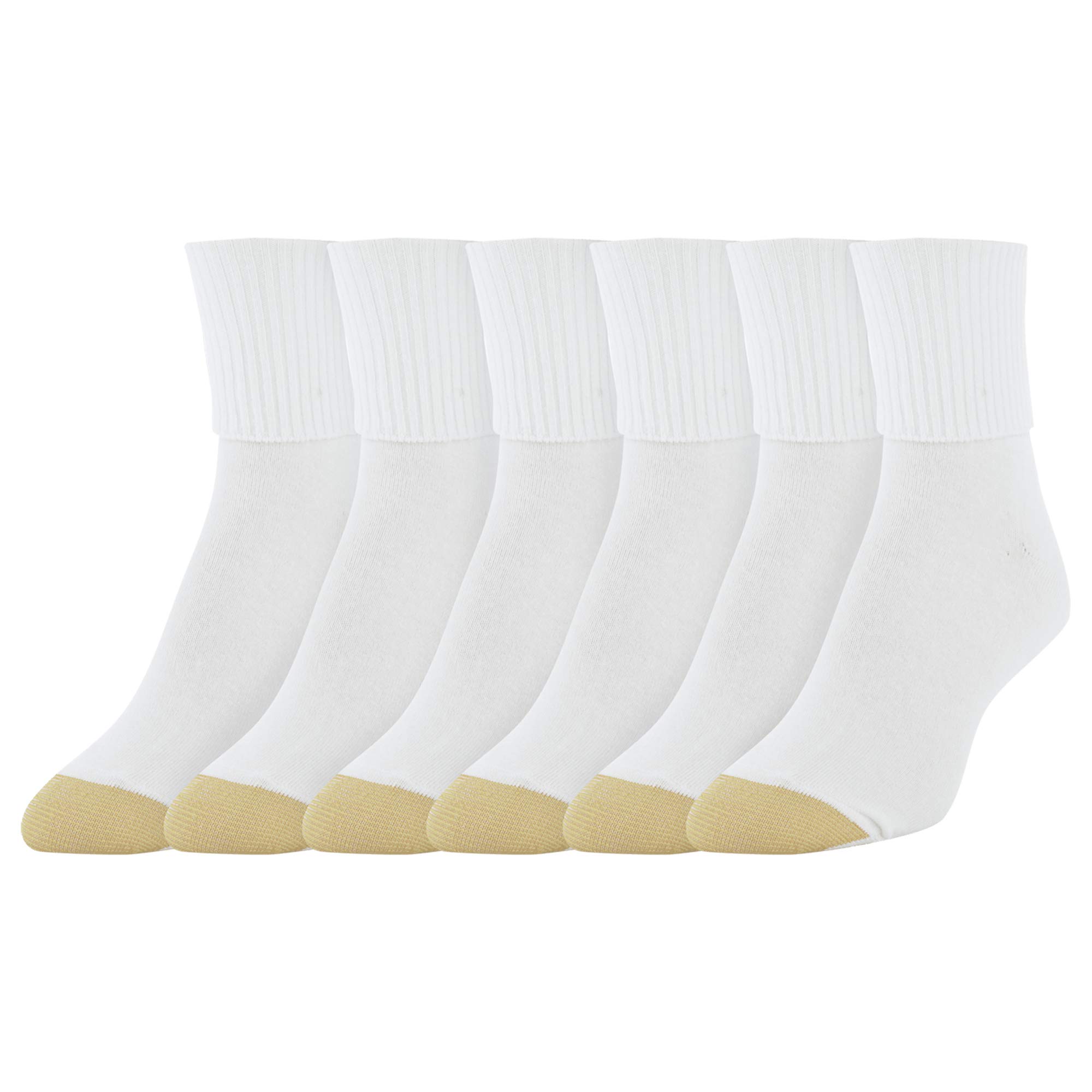 GOLDTOE Women's Classic Turn Cuff Socks 6-Pack - Comfortable Cotton Ankle Socks for Everyday Wear, Work & Casual Outfits