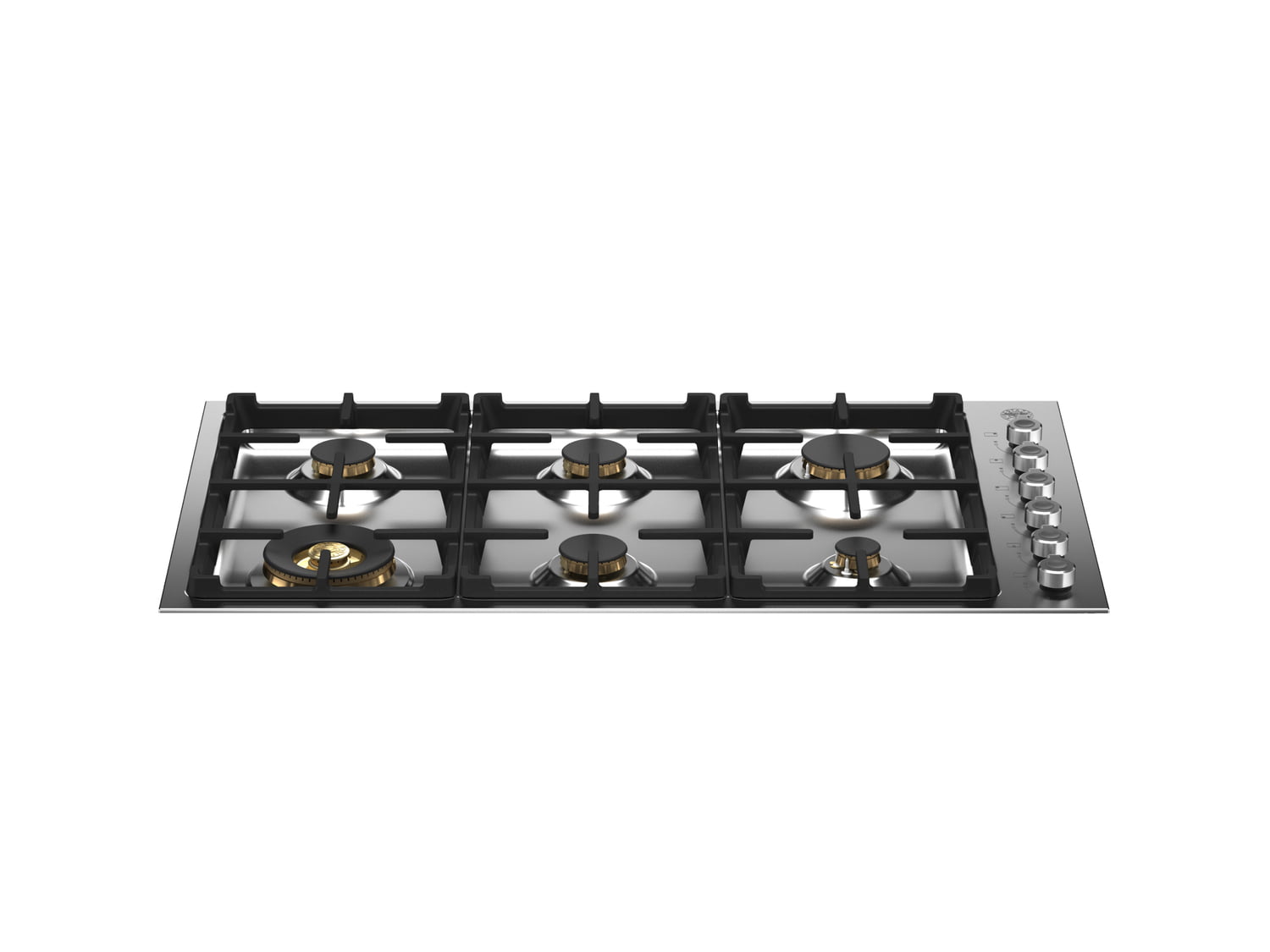Bertazzoni PROF366QBXT 36-Inch Drop-In Gas Cooktop with 6 Brass Burners - Premium Stainless Steel for Professional Kitchens & Home Chefs