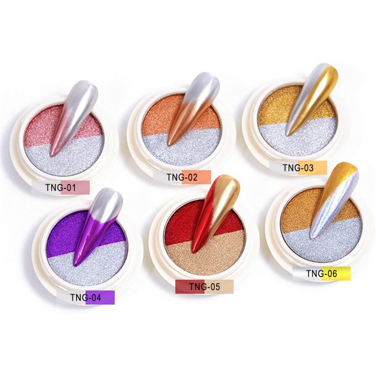 6 Jars Holographic Laser Nail Powder Set - Solid Chrome Nail Art Pigment for Gel & Acrylic Nails - Perfect for Salon, DIY Manicure & Nail Art Designs
