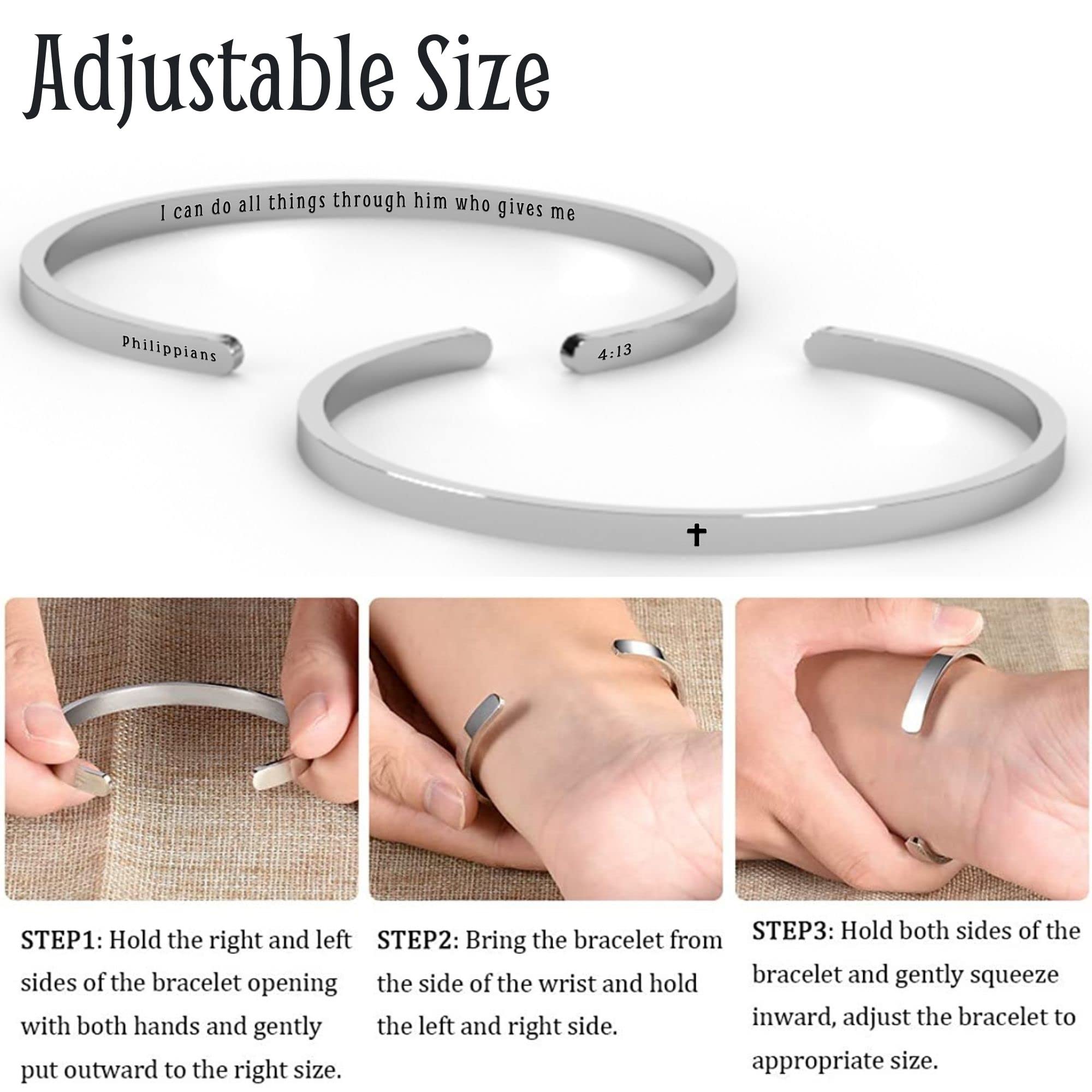 Christian Cross Bracelet for Women - Bible Verse Jewelry Gift for Mom, Wife, Teens - Inspirational Cuff Bangle for Daily Faith