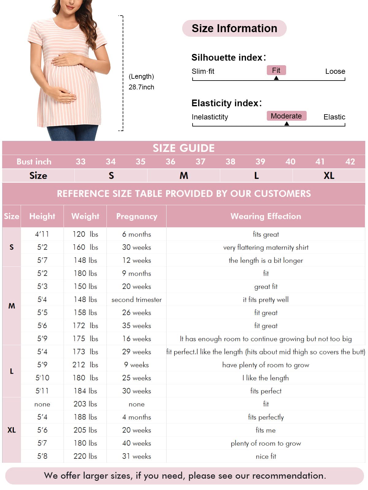 Jezero Women's Maternity Tops - Short & Long Sleeve Side Ruching Round Neck Shirts for Pregnancy | Comfortable Nursing & Everyday Wear for Expecting Moms