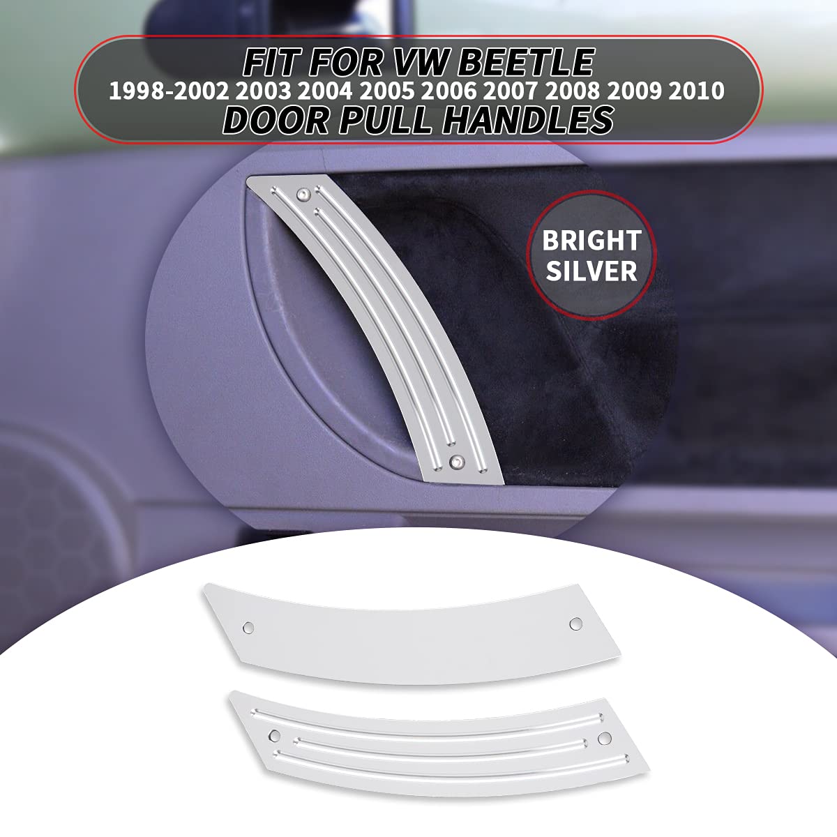 Aluminum Car Interior Door Handle Replacement for Volkswagen Beetle - Driver & Passenger Side, Silver | Durable Door Pull Handle Panel Repair for Enhanced Grip & Comfort | Perfect for Daily Commute, Road Trips & Car Upgrades