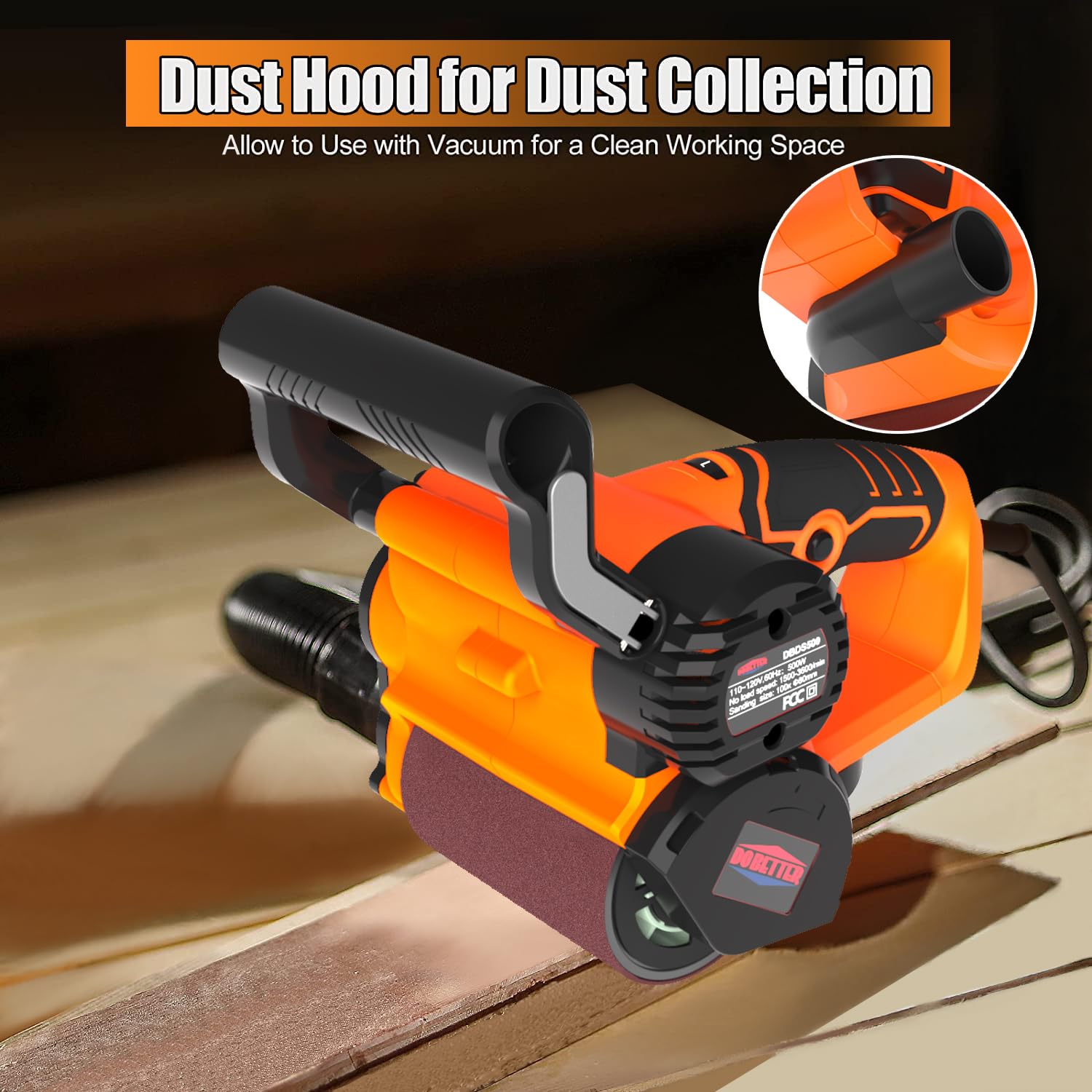 Professional DBDS50O Variable Speed Drum Sander - Wood Surface Conditioning Tool for Sanding, Polishing & Paint Removal | Perfect for Woodworking, Floor Refinishing & DIY Projects | Includes Convenient Tool Bag