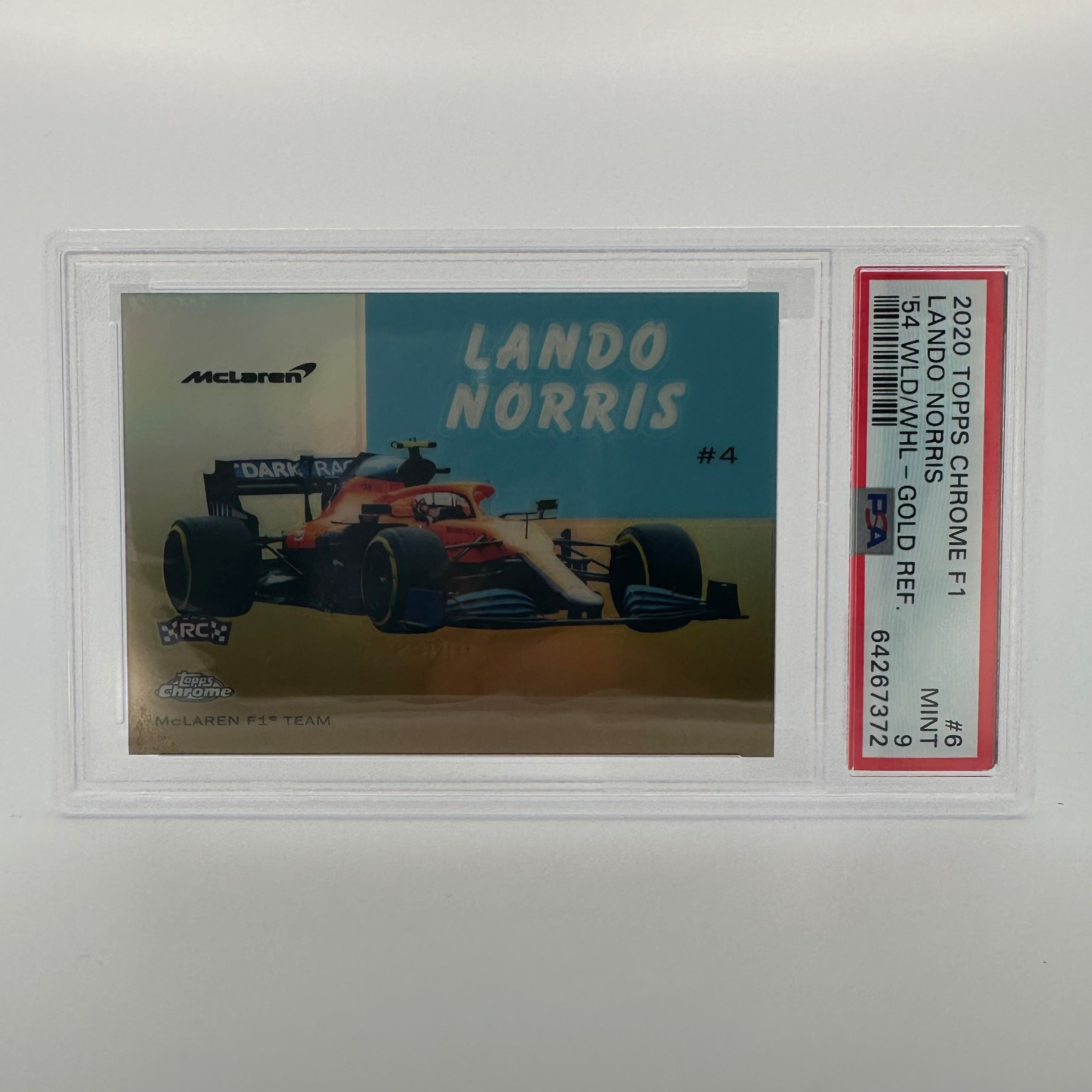 2020 Topps Chrome F1 Lando Norris #54W Gold Rookie Card PSA 9 - Collectible Racing Memorabilia for F1 Fans and Sports Card Enthusiasts