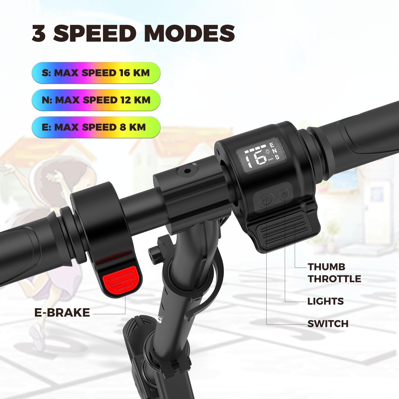 Best Electric Scooter for Kids Ages 8-12 with Rainbow LED Lights & Adjustable Speed - Foldable Lightweight Design for Commuting to School & Neighborhood Fun