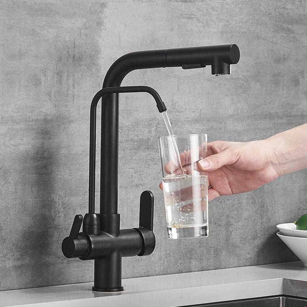 3 in 1 Black Pull-Out Kitchen Faucet with Water Filter - Hot & Cold Pure Water, 2 Spray Modes, 360° Rotation - Perfect for Modern Kitchens, Dishwashing & Food Prep