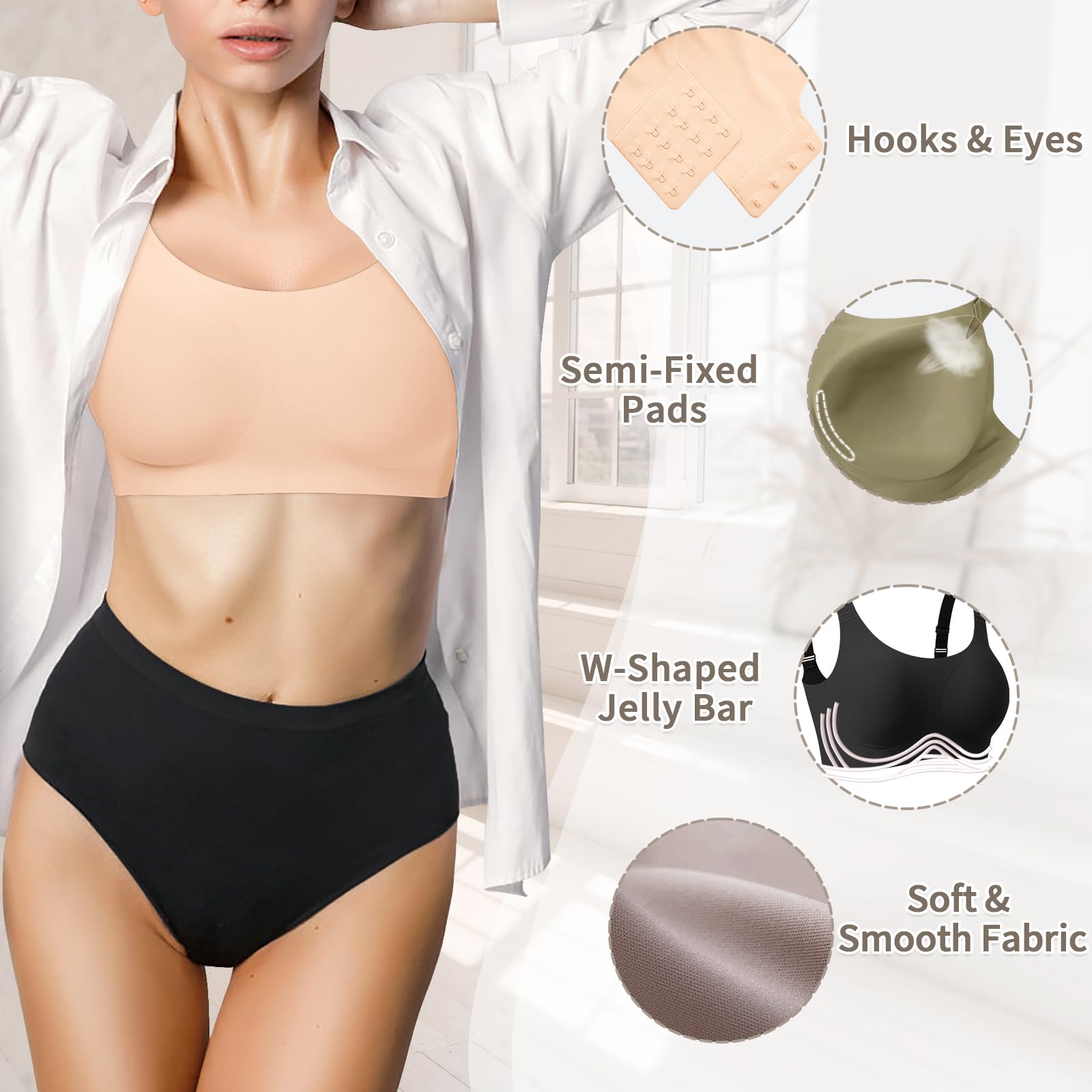 Wireless Bras for Women - No Underwire Seamless Full Coverage Comfortable Everyday Bra with Medium Support - Perfect for Yoga, Workouts & Daily Wear