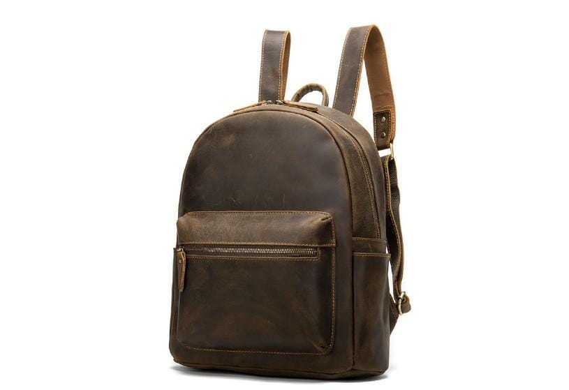 Vintage Dark Brown Leather Backpack Diaper Bag for Women - Stylish & Spacious Diaper Bag for Moms, Travel, Work & Everyday Use