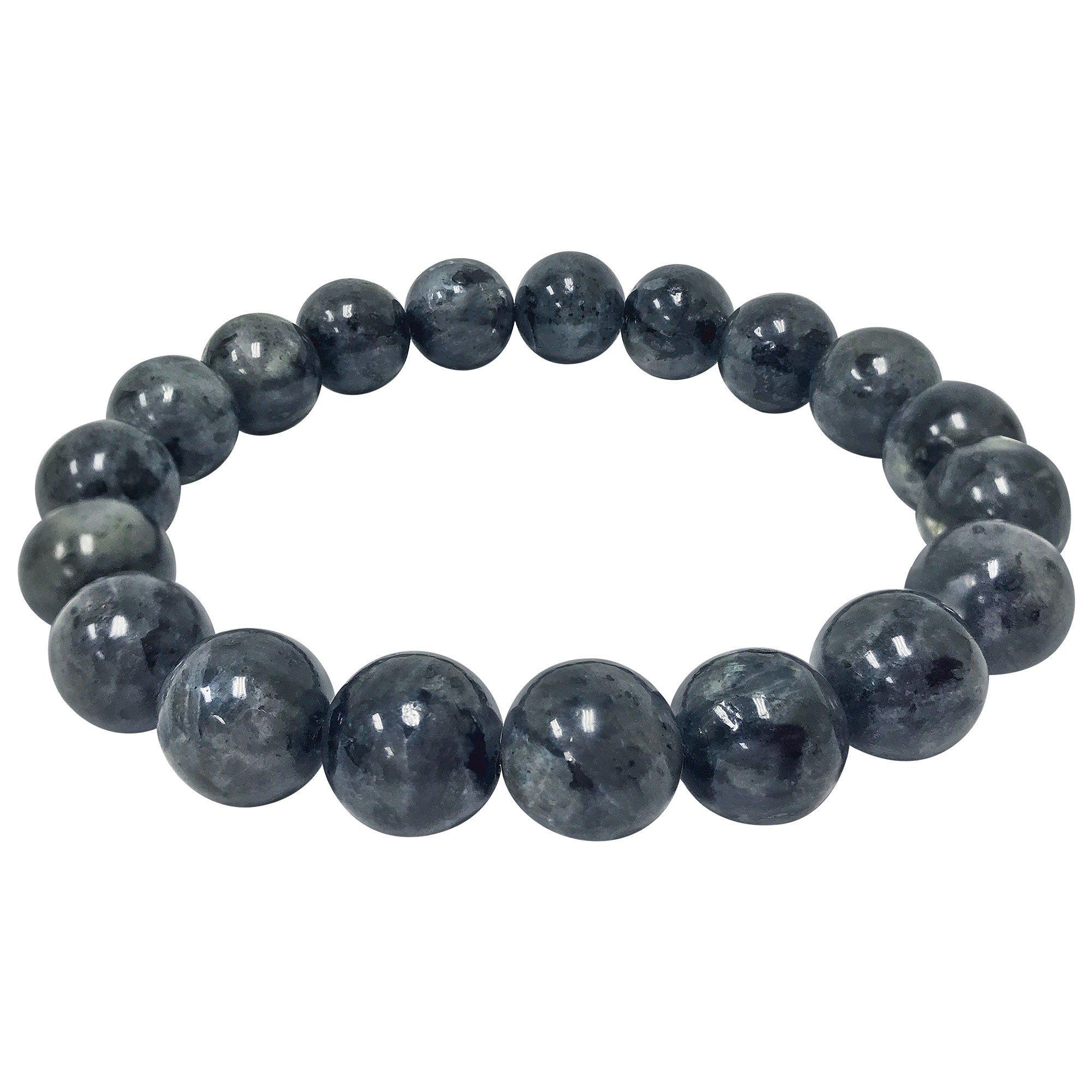 10mm Larvikite Gemstone Round Bead Stretch Bracelet - Handmade Unisex Adjustable Healing Crystal Jewelry for Meditation, Yoga & Spiritual Protection