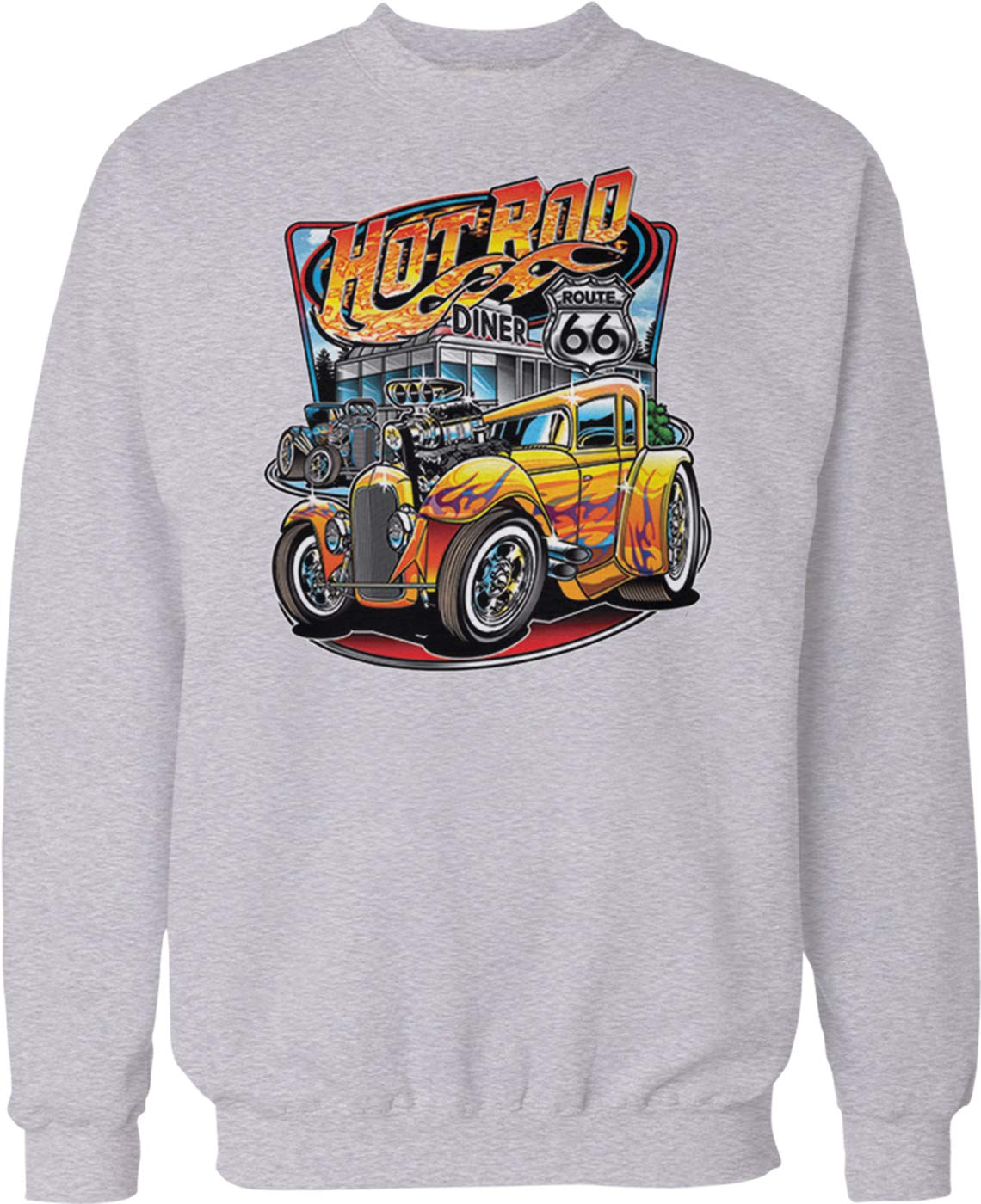 Vintage Hot Rod Diner Crew Neck Sweatshirt - Retro Car Lover Gift for Men & Women - Perfect for Casual Wear, Car Shows & Road Trips