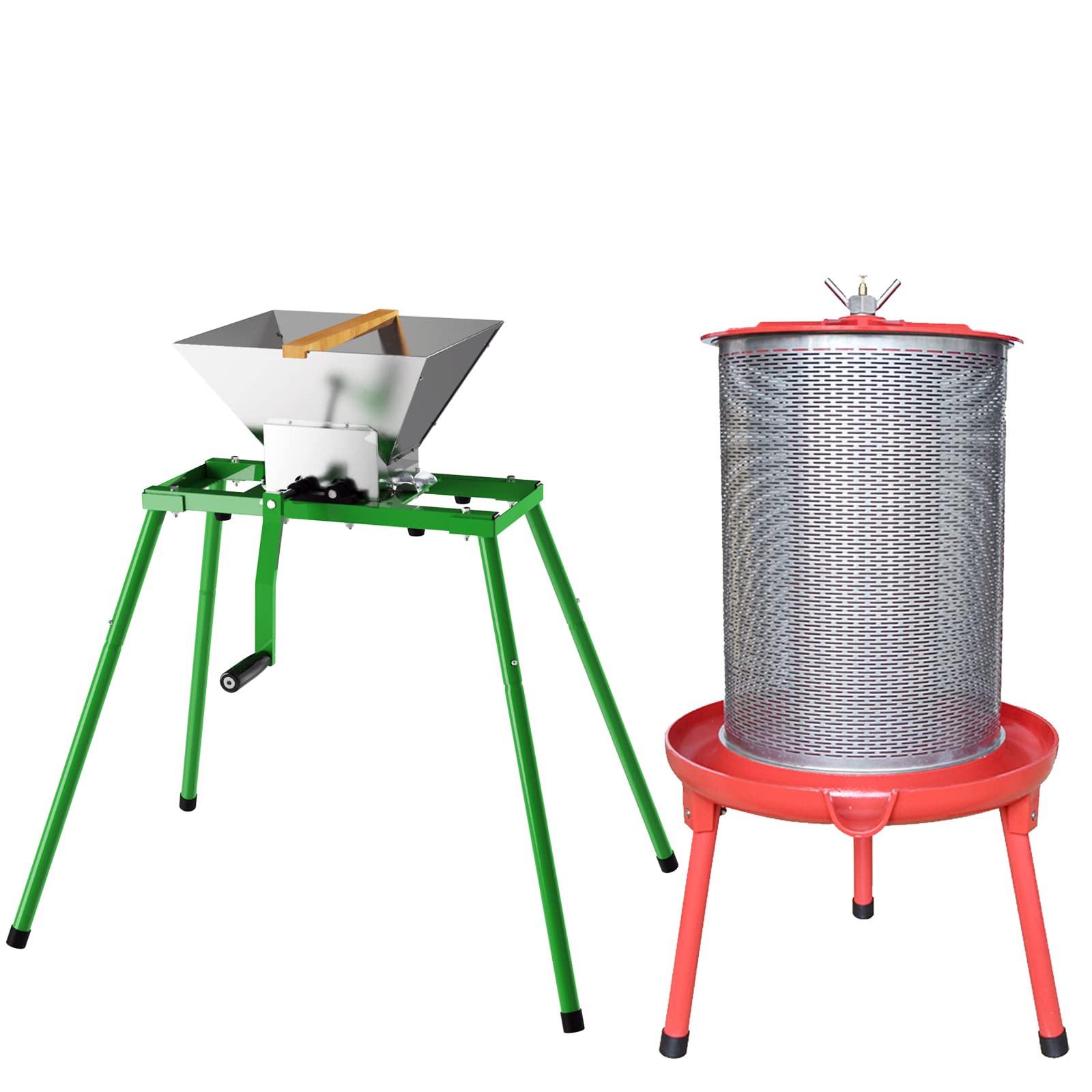 Hydraulic Fruit Wine Press & Apple Crusher with Stand - Stainless Steel Cider Press for Home Brewing, Juicing, and Winemaking - Perfect for Apples, Grapes, Berries, and More