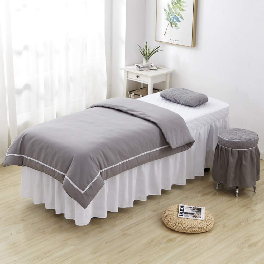 Professional Beauty Salon Bed Cover with Hole - 4-Piece Massage Table Sheet Set in Pure Colors (190x80cm/75x31inch) for Spa, Facial, and Massage Therapy