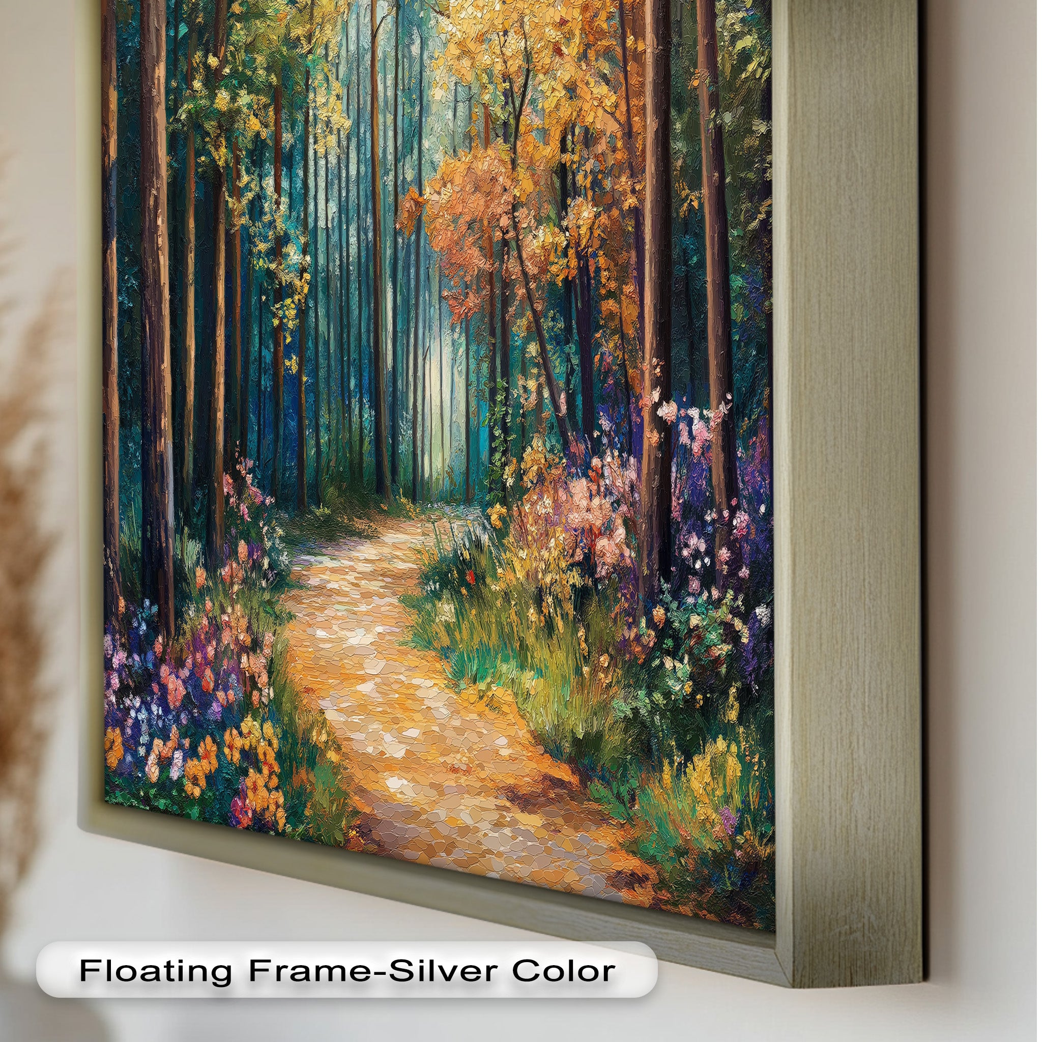 Vibrant Autumn Forest Oil Painting - Handmade Canvas Art for Home Decor, Living Room & Office Wall