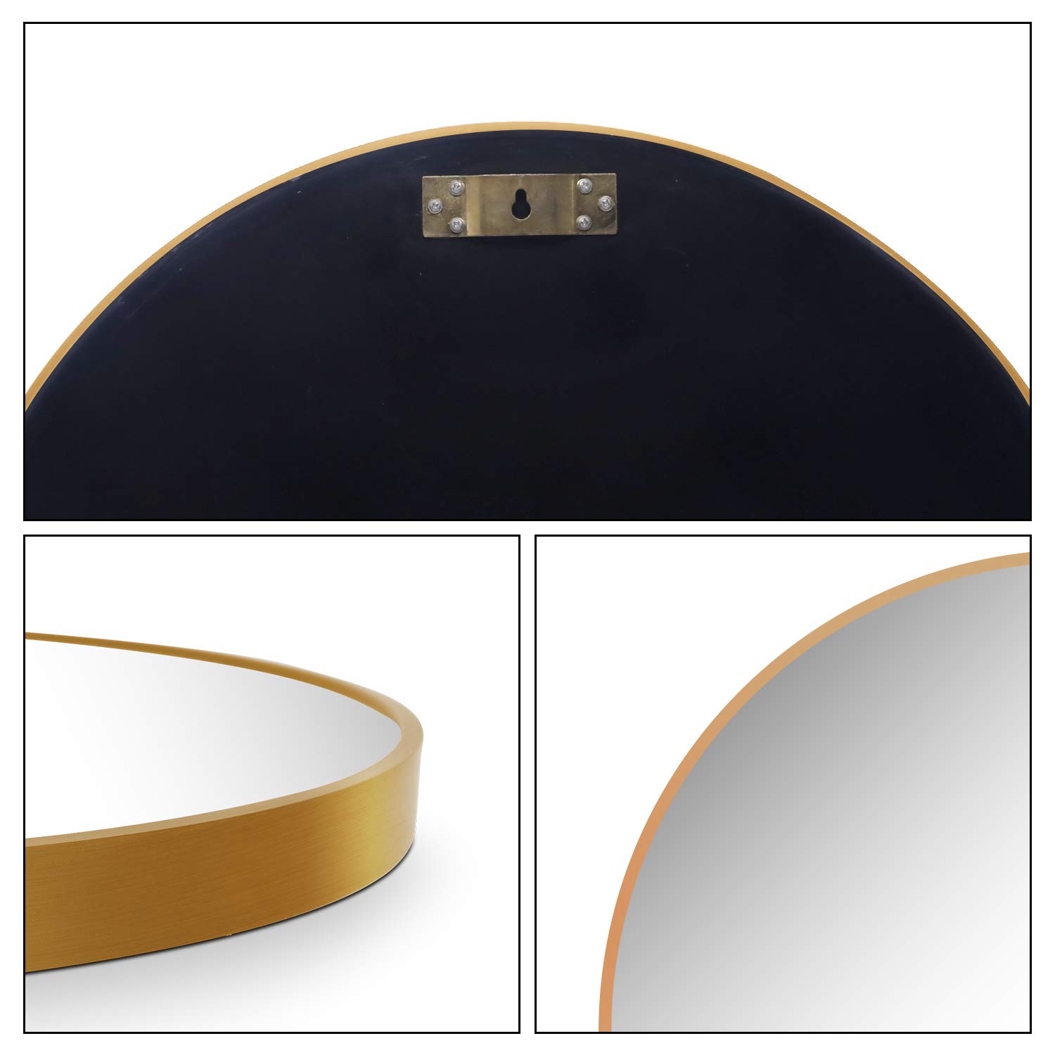 LYNSLIM 24 Inch Golden Metal Frame Round Vanity Mirror - Decorative Wall Mirror for Bedroom, Bathroom, Living Room & Entryway | Perfect for Makeup, Home Decor & Full-Length Viewing