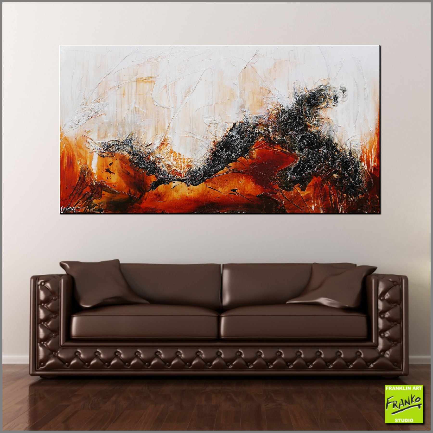 Rusted Superstar 190cm x 100cm White Brown Textured Abstract Canvas Art - Modern Wall Decor for Living Room, Bedroom & Office