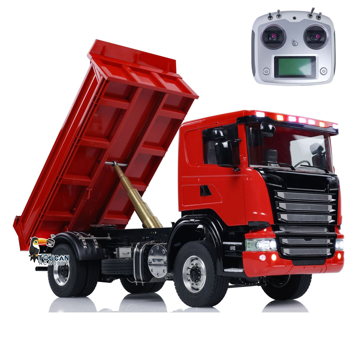 1/14 Scale 4x4 RC Hydraulic Dump Dump Truck - Metal Remote Control Tipper with FlySky I6S & 3-Speed Transmission - Perfect for Construction Site Play, Off-Road Adventure & Collectors