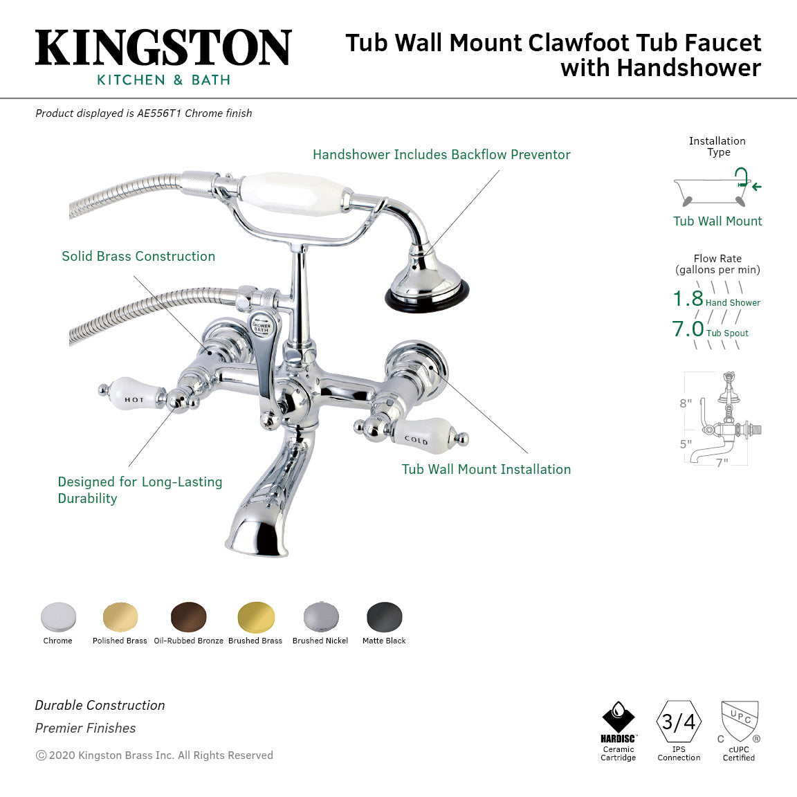 Vintage Matte Black Clawfoot Tub Faucet with Hand Shower - 3 Handle Wall Mount 2 Hole Bathroom Fixture for Antique Style Bathrooms | Perfect for Classic Home Decor & Spa-Like Bathing Experience
